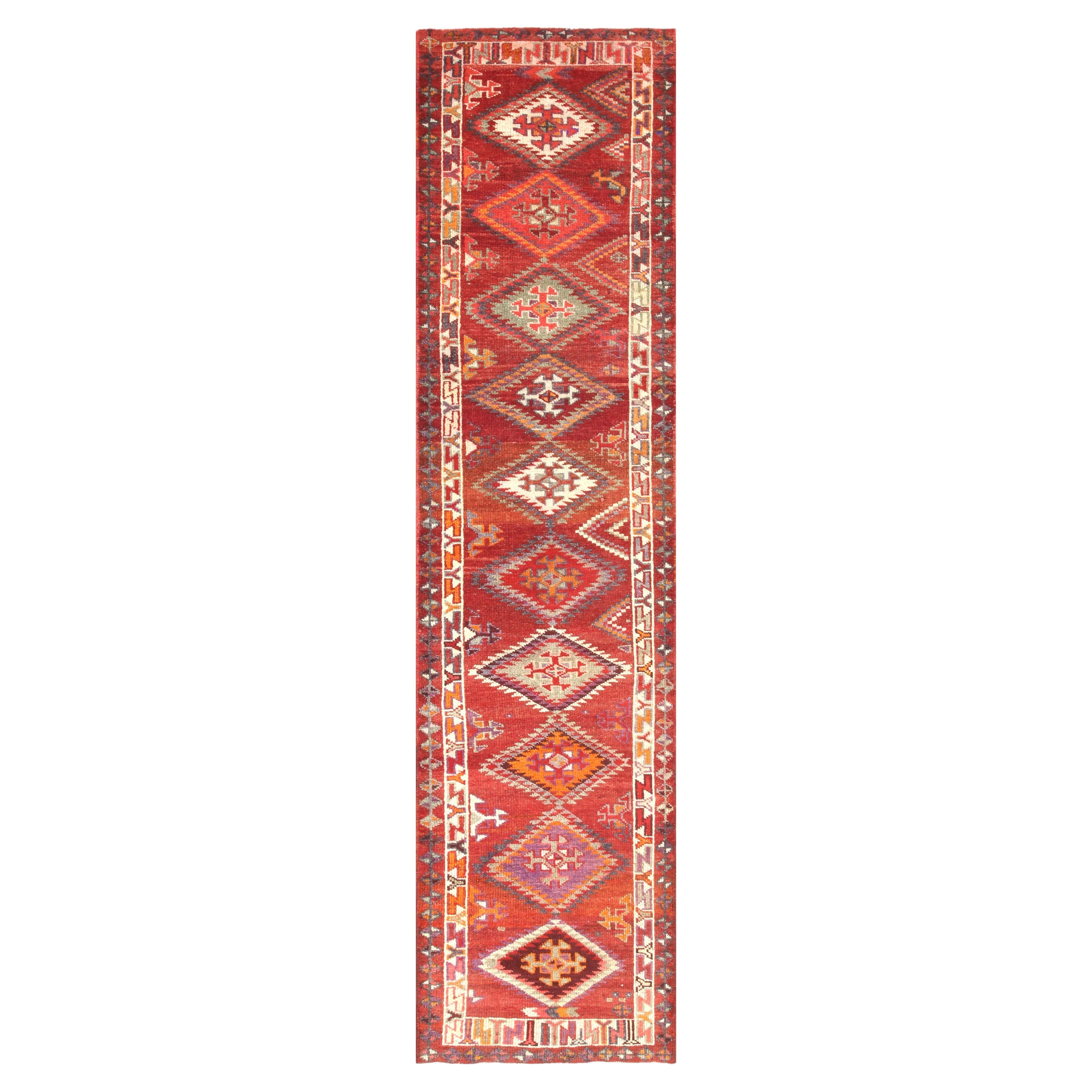 Runner turco vintage Oushak - 3' x 12' in vendita