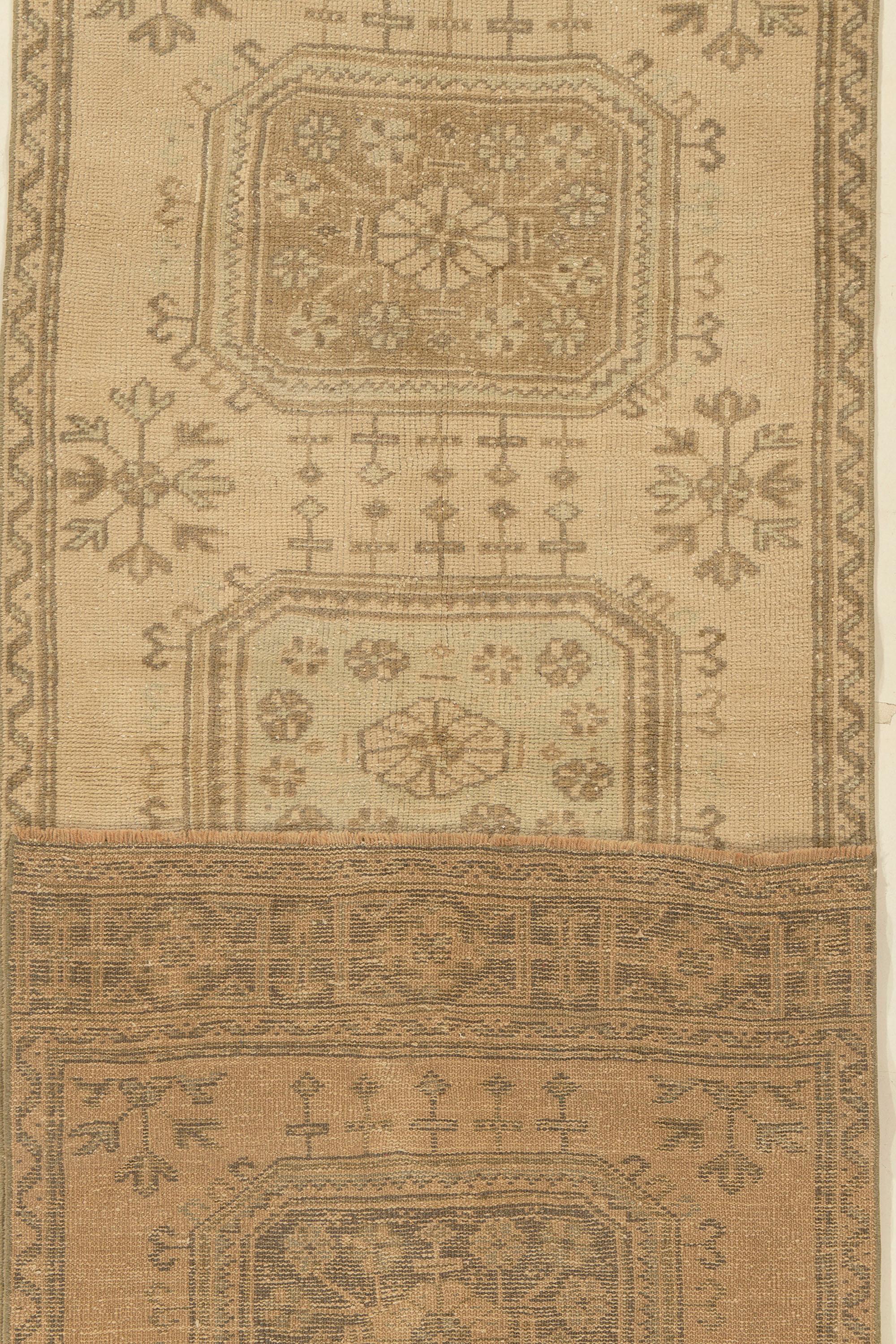 Hand-Knotted Vintage Turkish Oushak Runner 3'3 x 11'3 For Sale