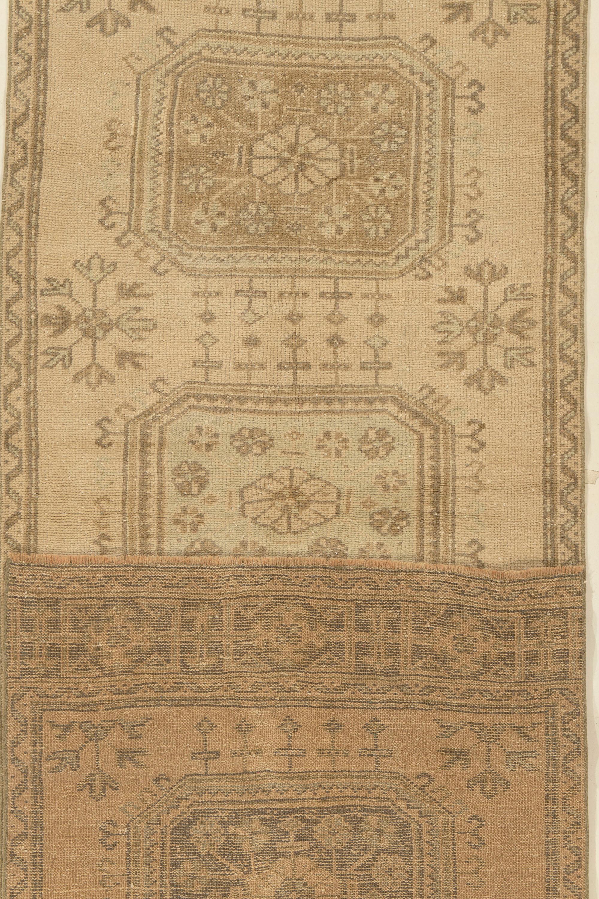 Alfombra Turca Oushak Vintage 3'3 x 11'3 Turco en venta