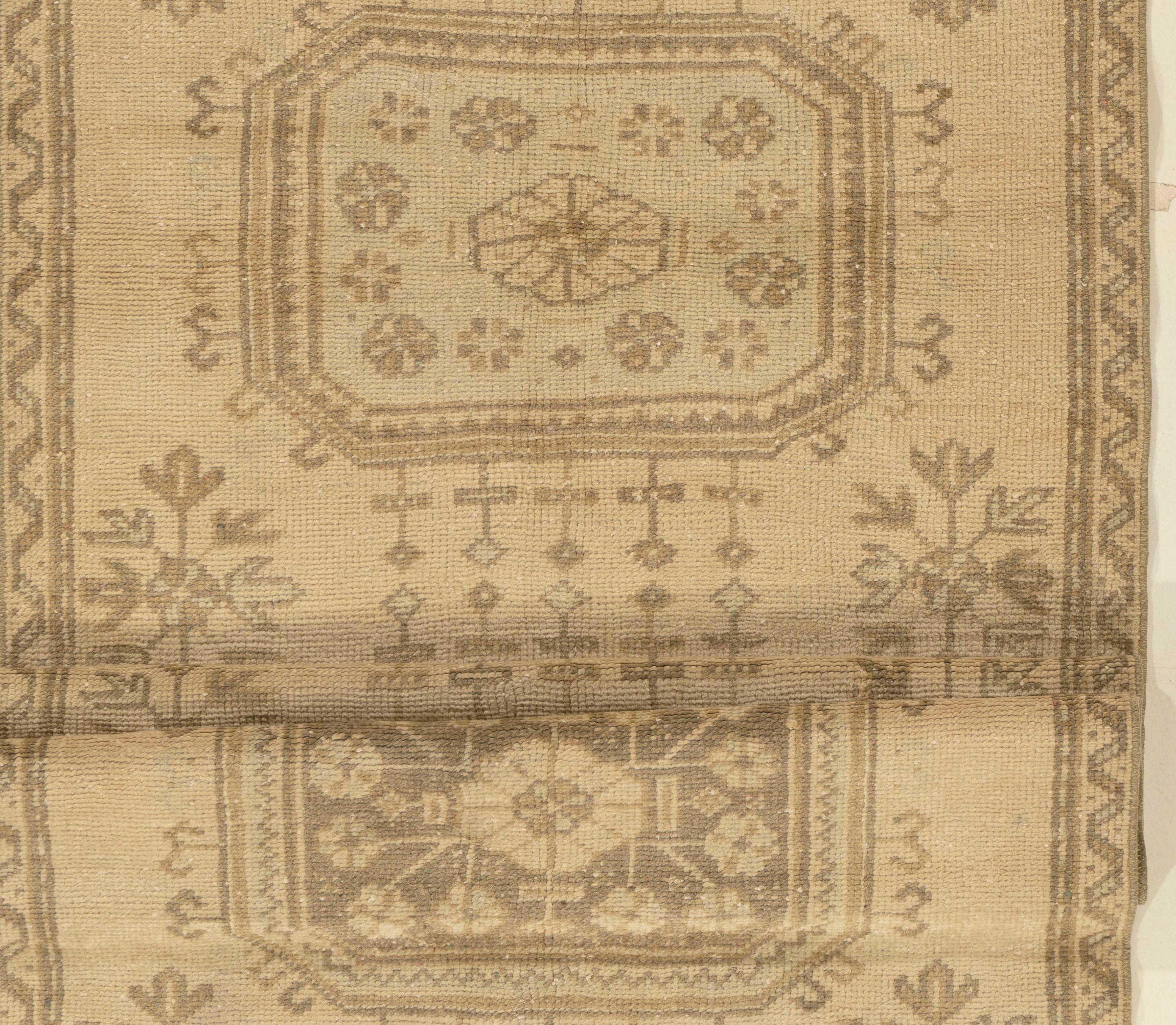 Alfombra Turca Oushak Vintage 3'3 x 11'3 Anudado a mano en venta