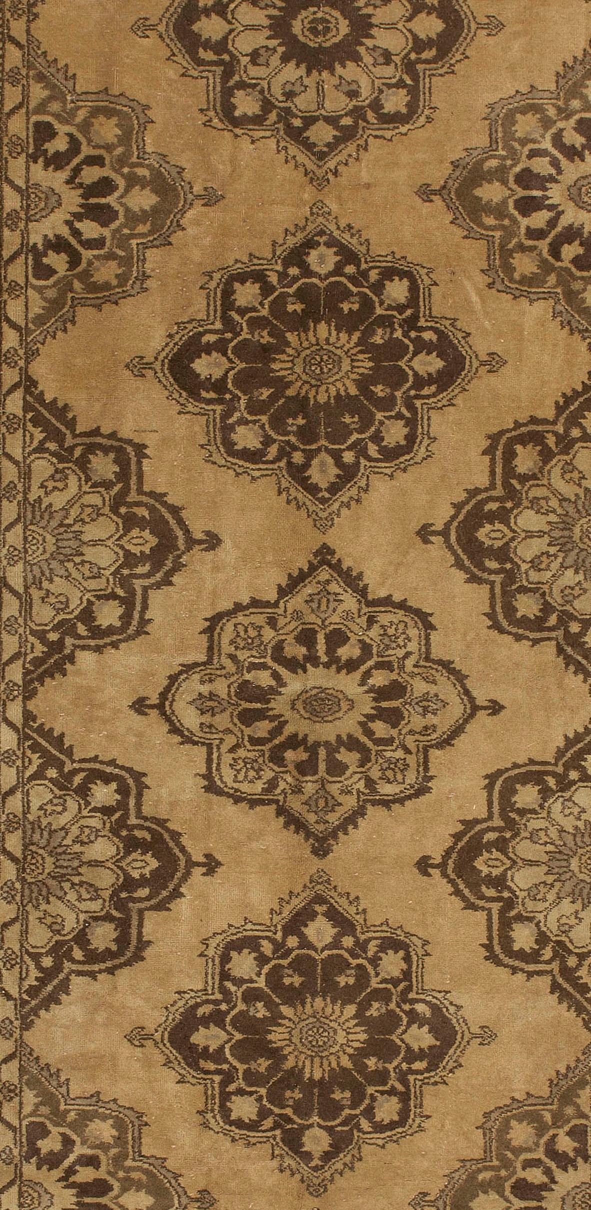 Hand-Knotted Vintage Turkish Oushak Runner  4'9 x 12'6 For Sale