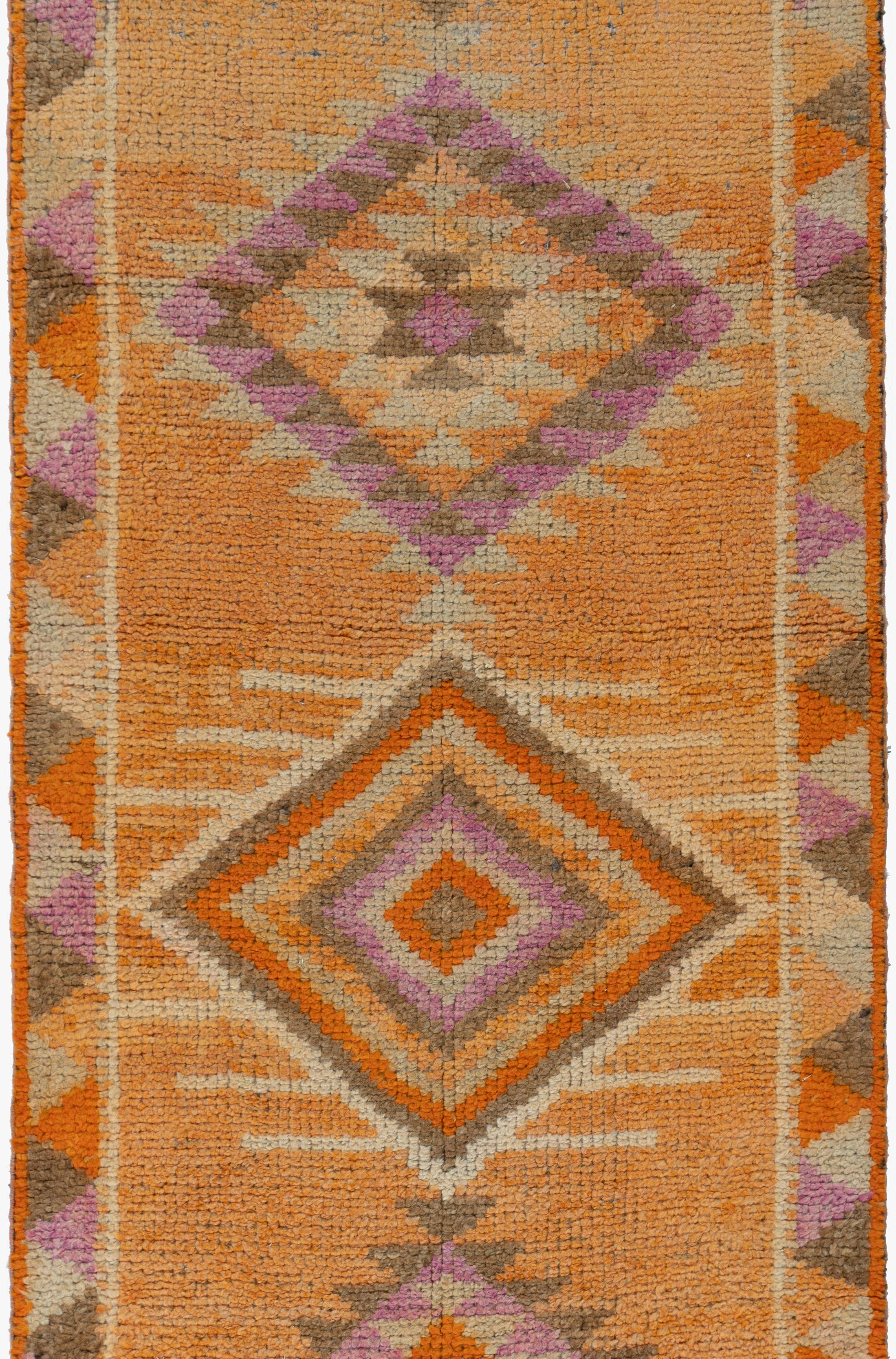 Vintage Turkish Oushak Runner 2'8 x 11'7. Hand-woven in Turkey where rug weaving is the culture rather than a business. Rugs from Turkey are known for the high quality of their wool their beautiful patterns and warm colors. These designer favorites