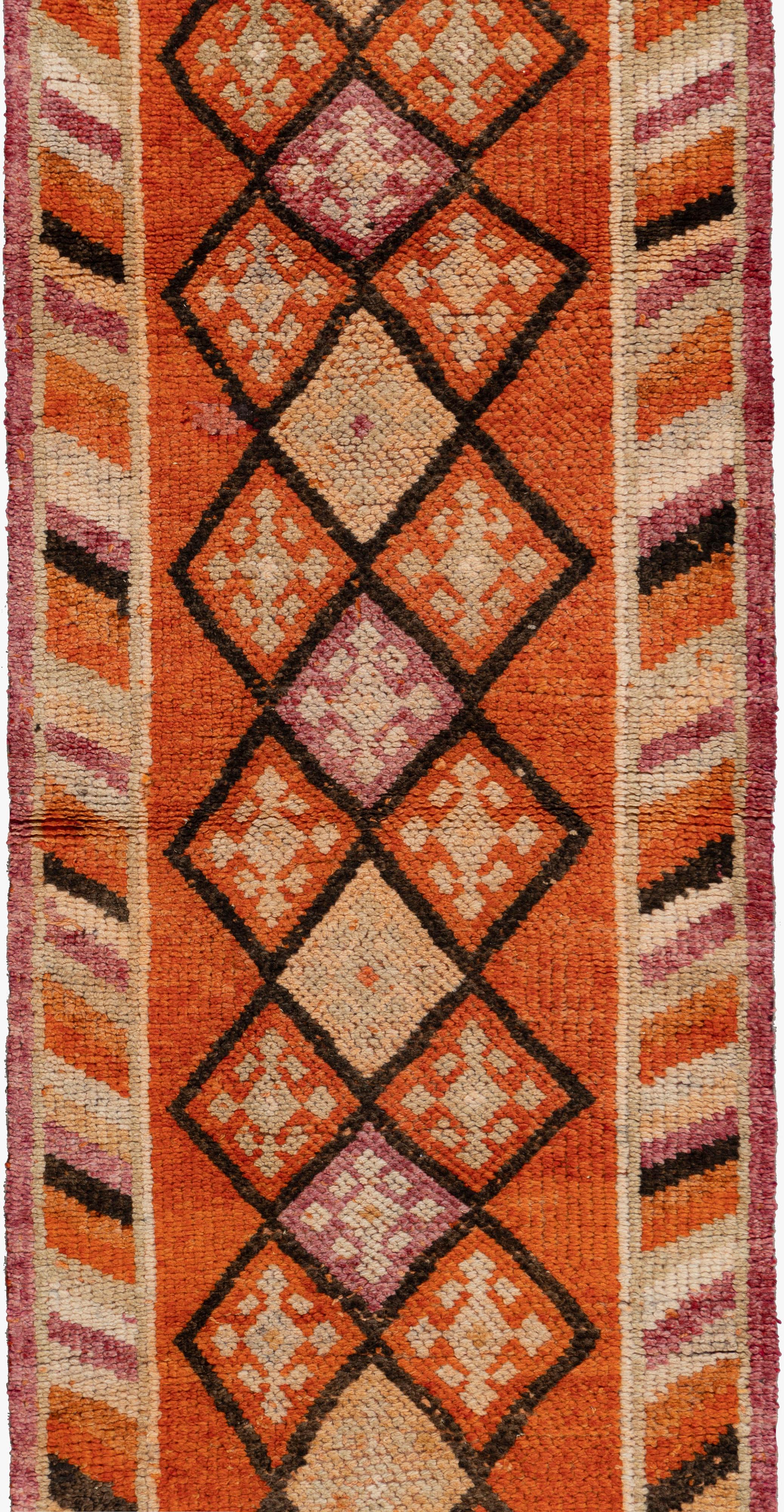 Hand-Knotted Vintage Turkish Oushak Runner  2'5 x 12'4 For Sale