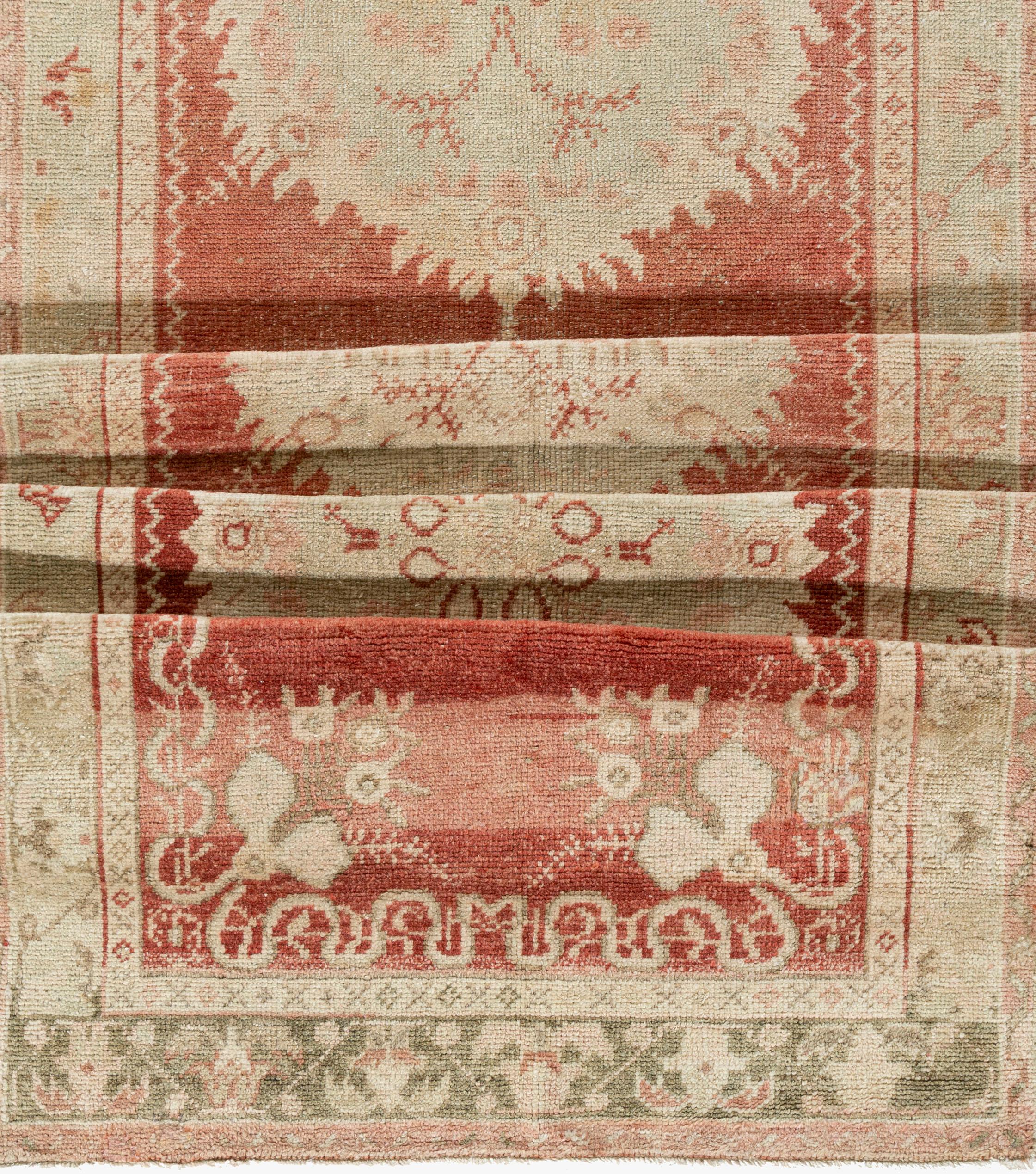 Hand-Knotted Vintage Turkish Oushak Runner 2'11x11'7 For Sale