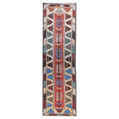 Tapis de couloir turc vintage Oushak