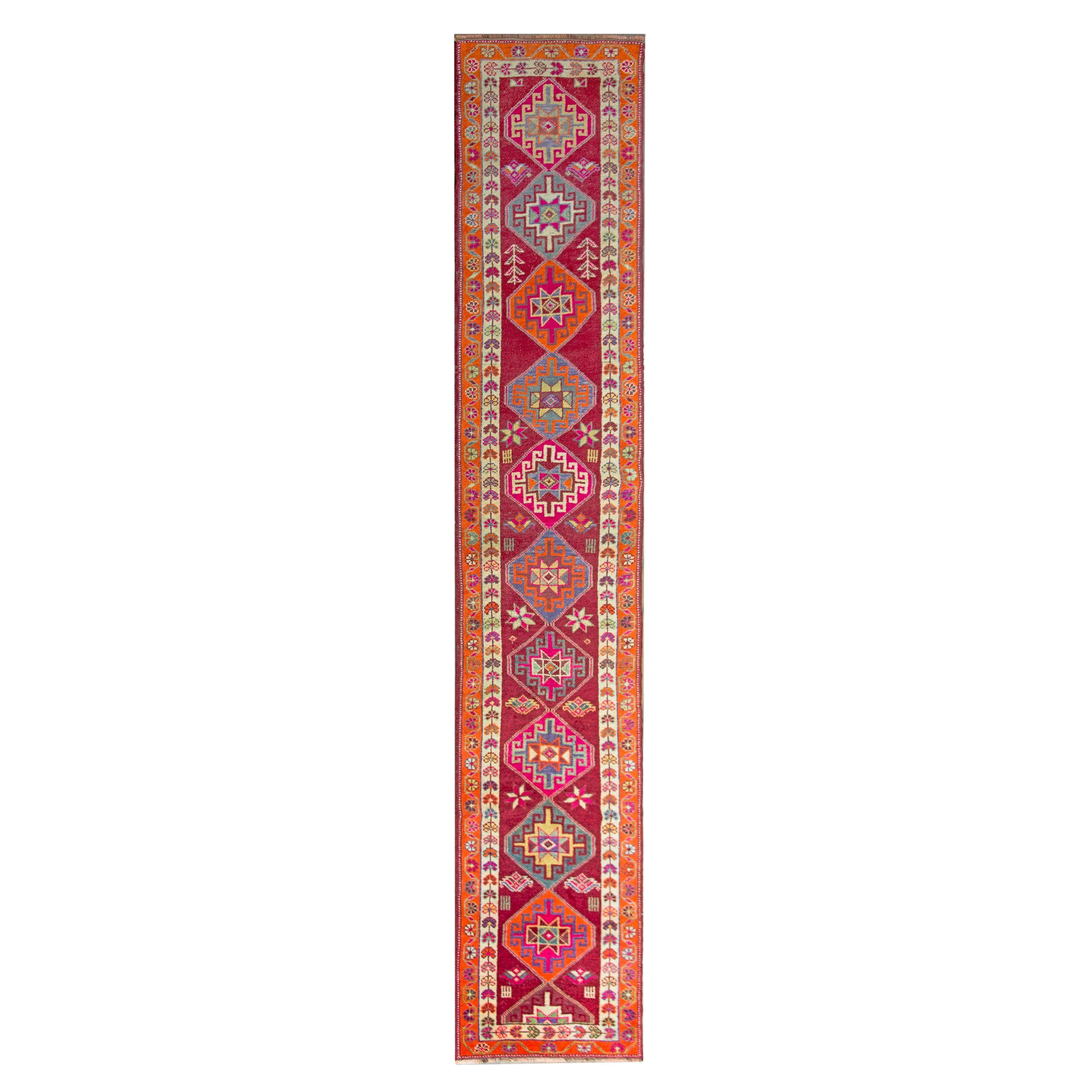 Vintage Turkish Oushak Runner For Sale