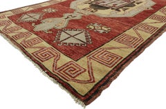 Vintage Turkish Oushak Runner with Mid-Century Modern Style, Wide Hallway Runner
