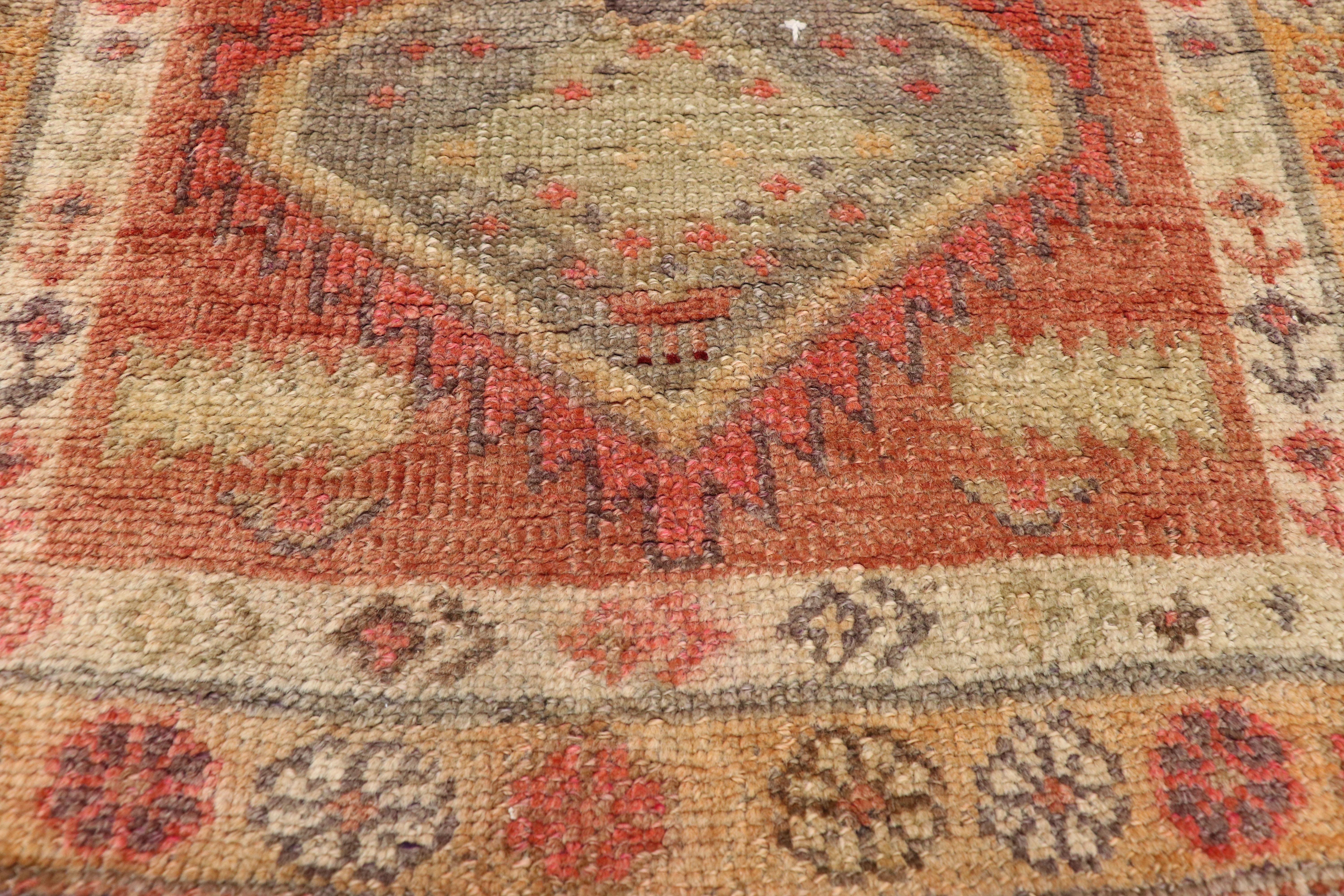 Vintage Turkish Oushak Runner with Modern Northwest Style In Good Condition For Sale In Dallas, TX