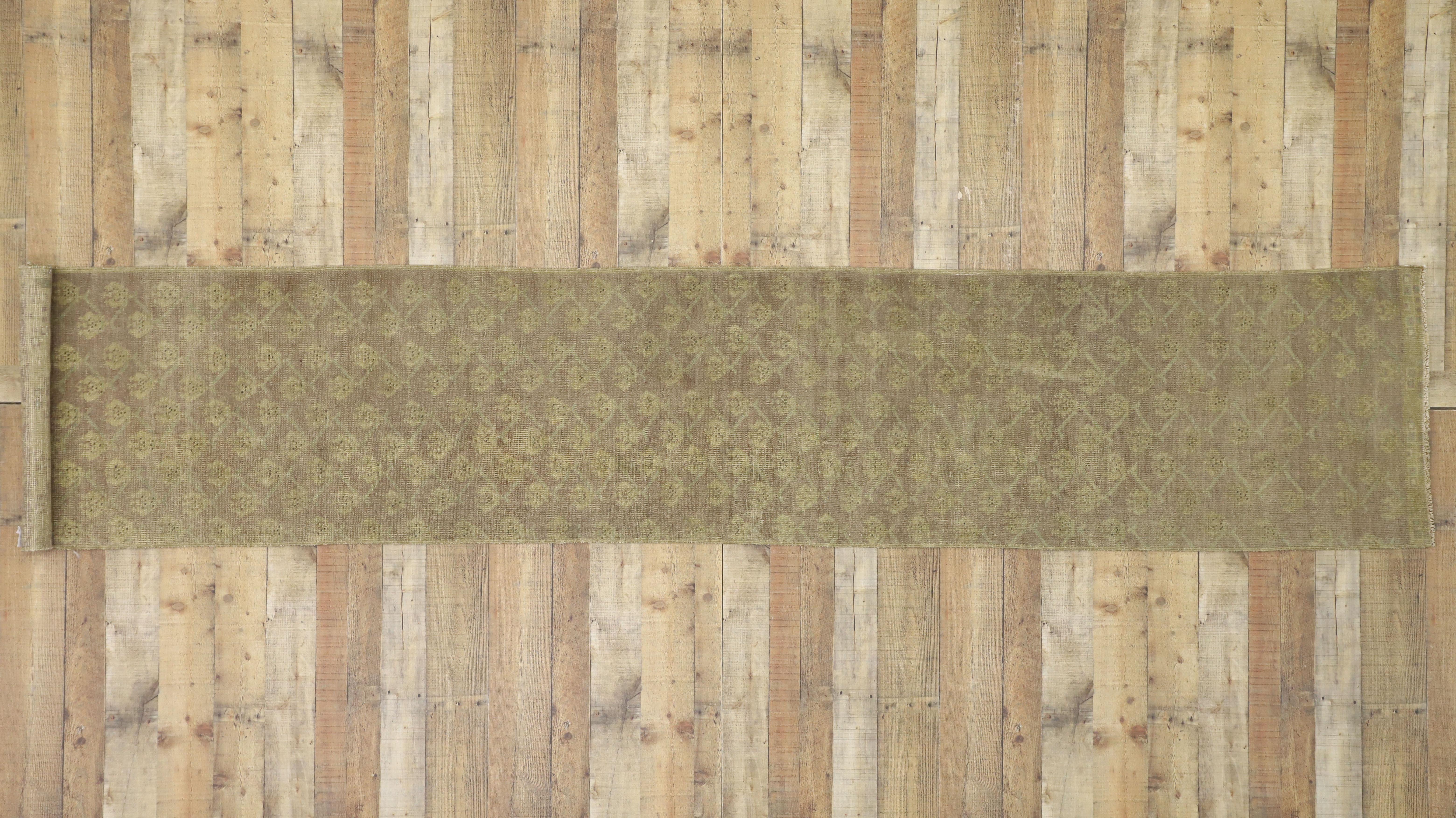 Vintage Turkish Oushak Runner with French Country Cottage Style 2