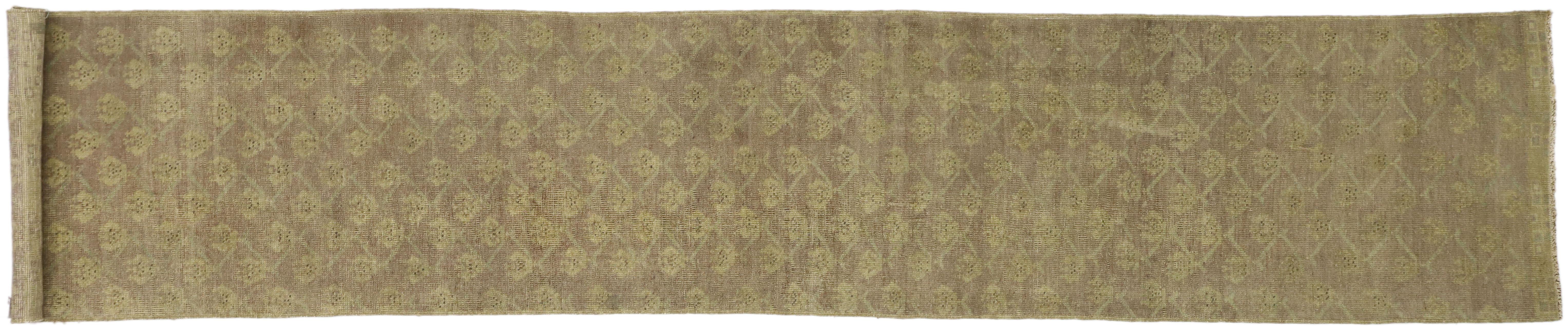 Vintage Turkish Oushak Runner with French Country Cottage Style 3