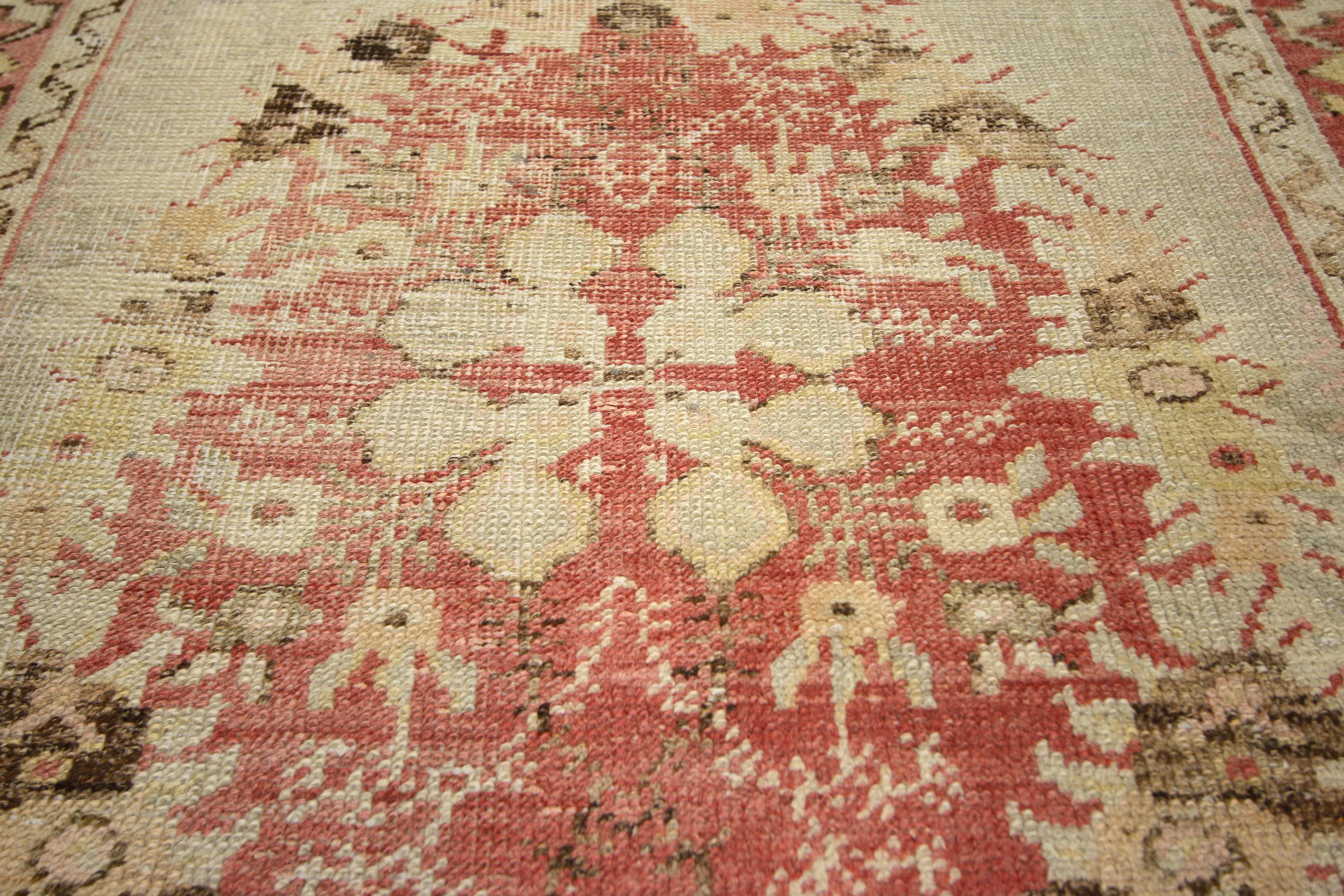 Hand-Knotted Distressed Vintage Turkish Oushak Runner with Romantic French Country Style For Sale