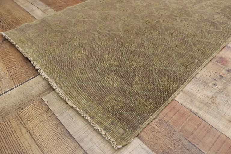 Wool Vintage Turkish Oushak Runner with French Country Cottage Style For Sale