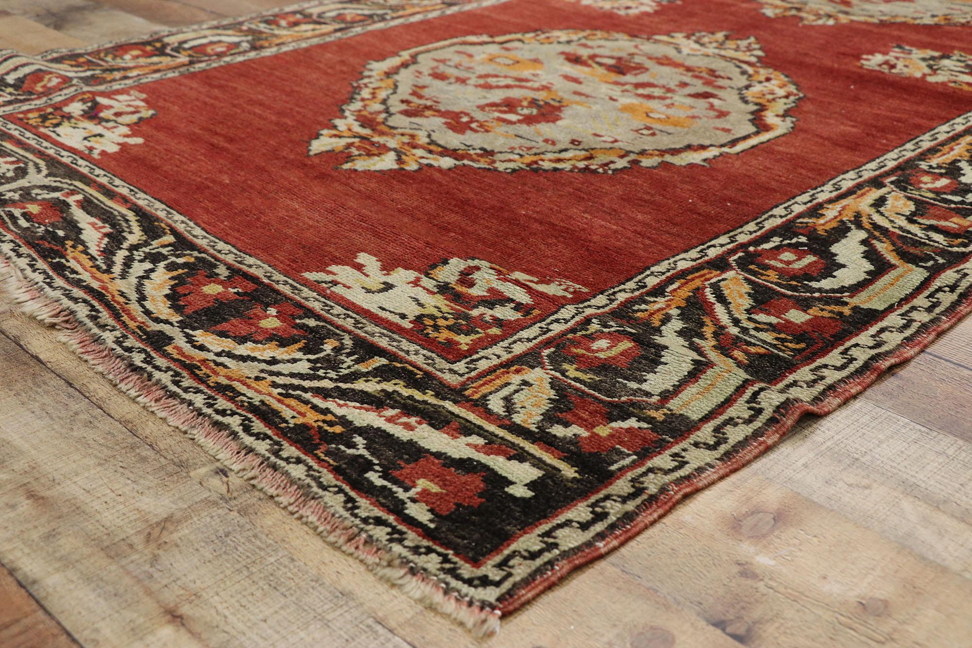 Wool Vintage Turkish Oushak Hallway Runner with Neoclassical Art Nouveau Style For Sale