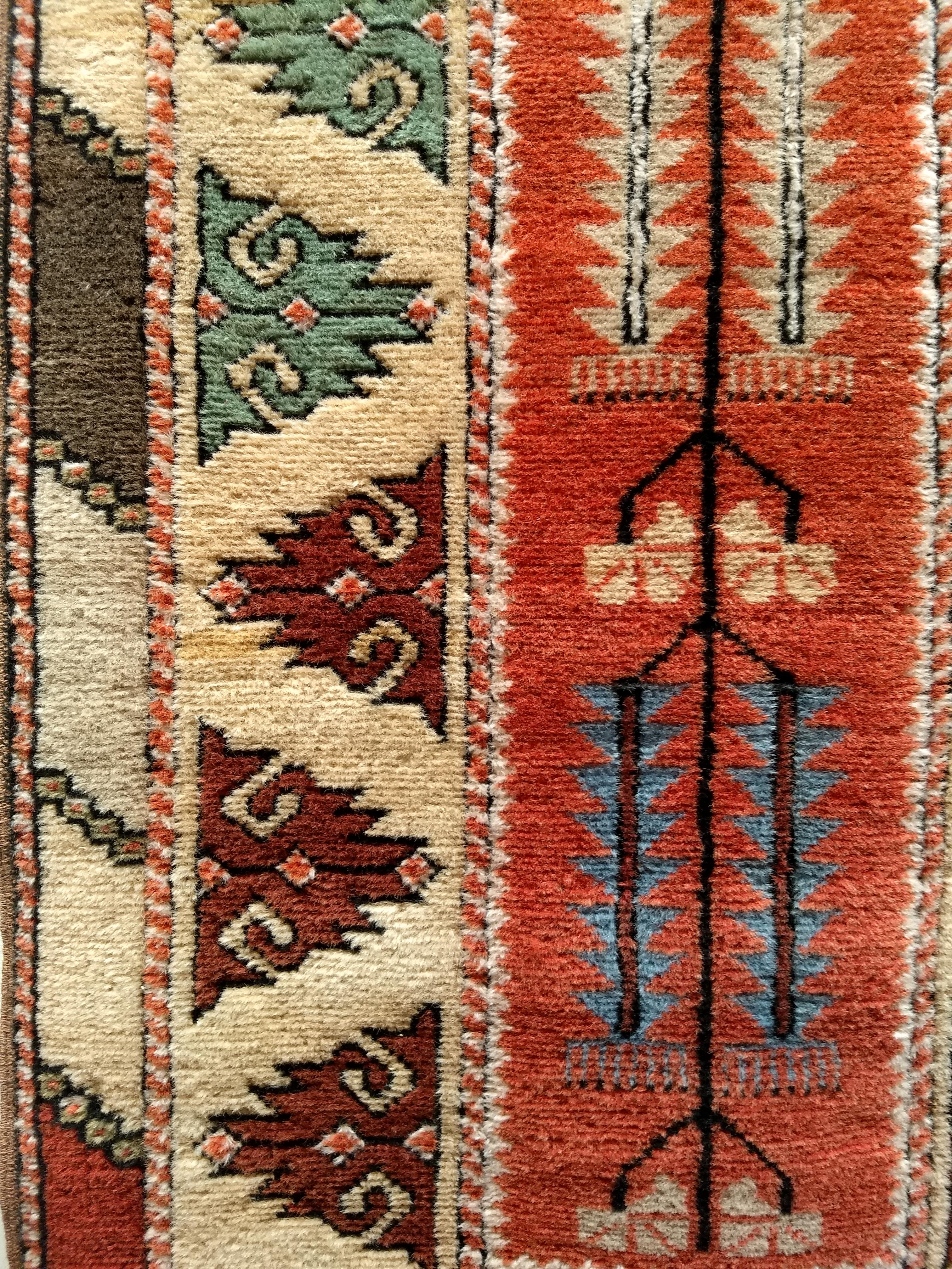 Vintage Turkish Oushak Runner in a Terracotta Red and Pale Yellow Colors For Sale 1