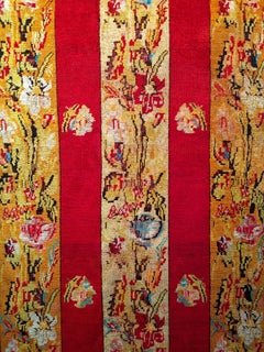 Vintage French Aubusson Runner in Floral Pattern in Yellow, Red, Turquoise