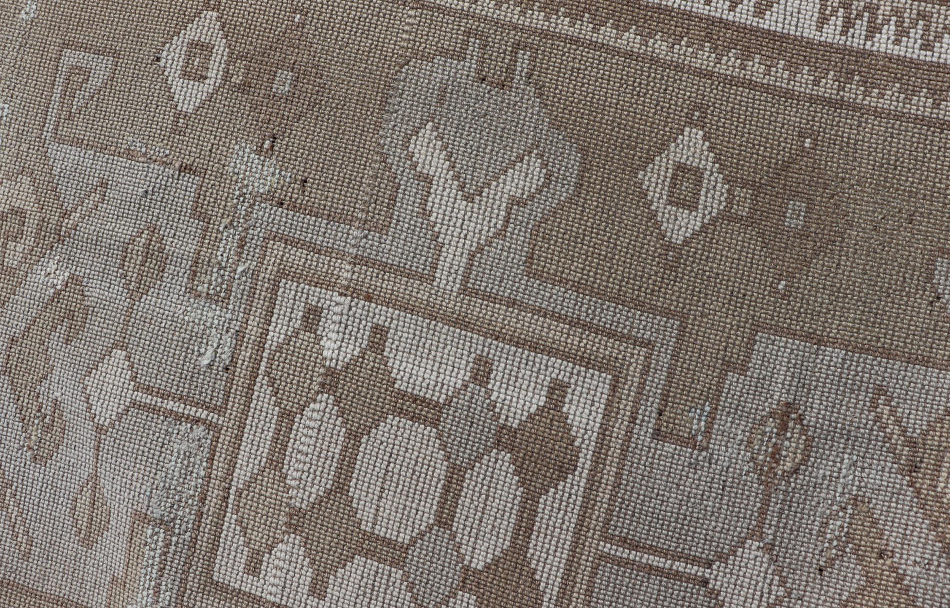 Vintage Turkish Oushak Runner in Neutral Tones, Taupe, Grey, Cream, and Brown For Sale 4