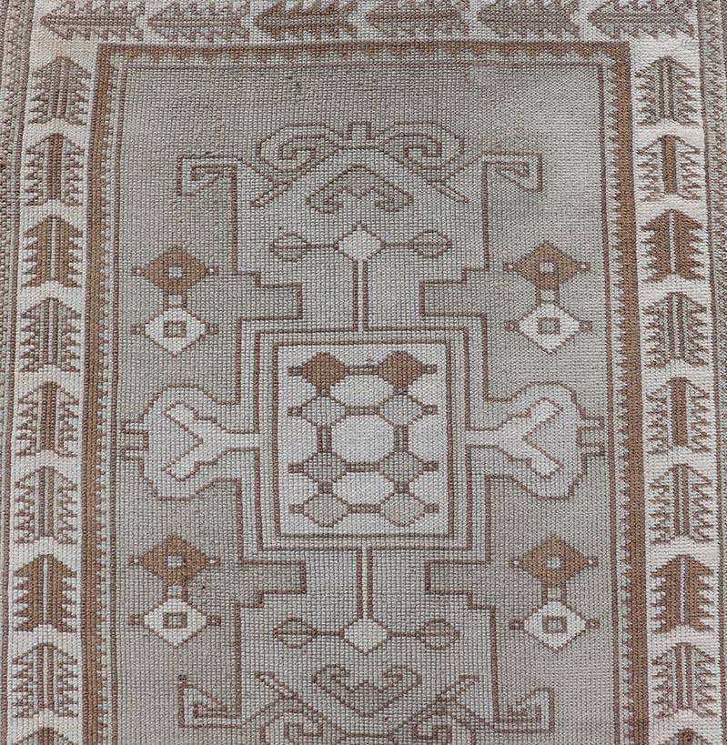 20th Century Vintage Turkish Oushak Runner in Neutral Tones, Taupe, Grey, Cream, and Brown For Sale
