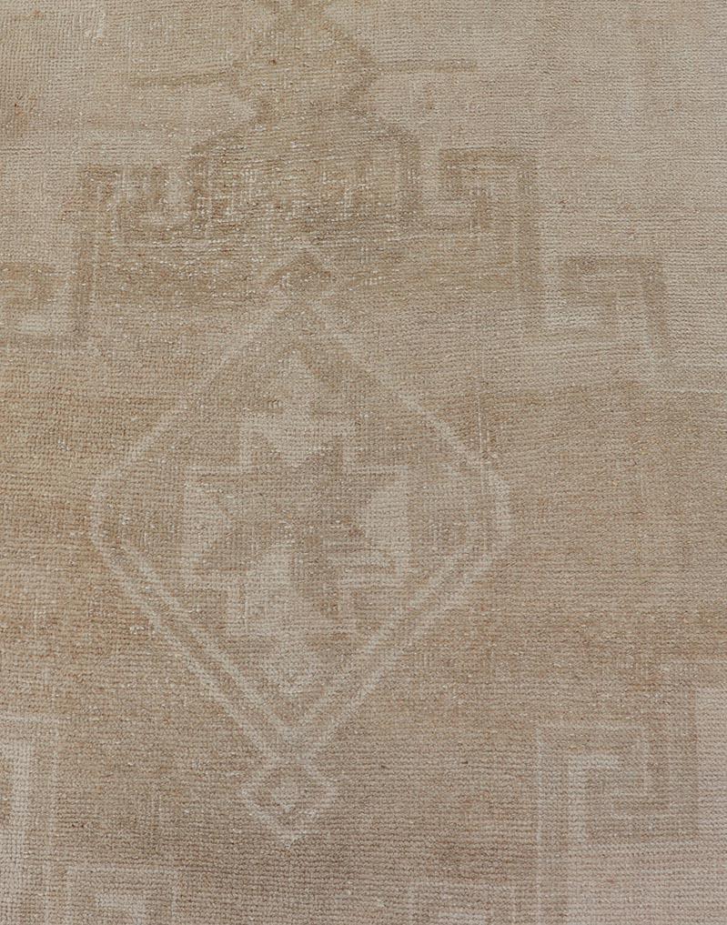 Vintage Turkish Oushak Runner in Neutral Tones With Medallion's 3'0 x 11'6 For Sale 6