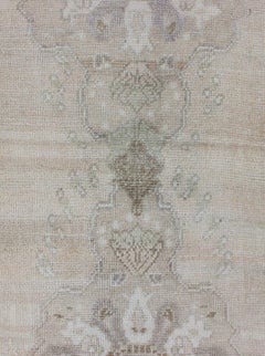 Vintage Turkish Oushak Runner in Sand, Soft Taupe, and Faded Ivory 2'5 x 7'7