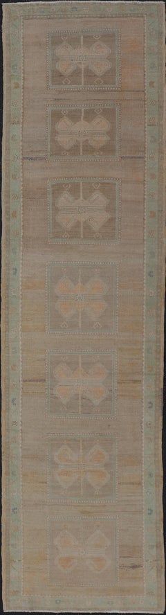 Vintage Turkish Oushak Runner in Soft Colors  3' x 12'