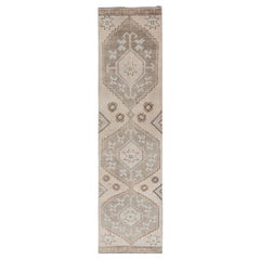 Vintage Turkish Oushak Runner in Soft Earth Toned Medallion 2'3"X9'4"
