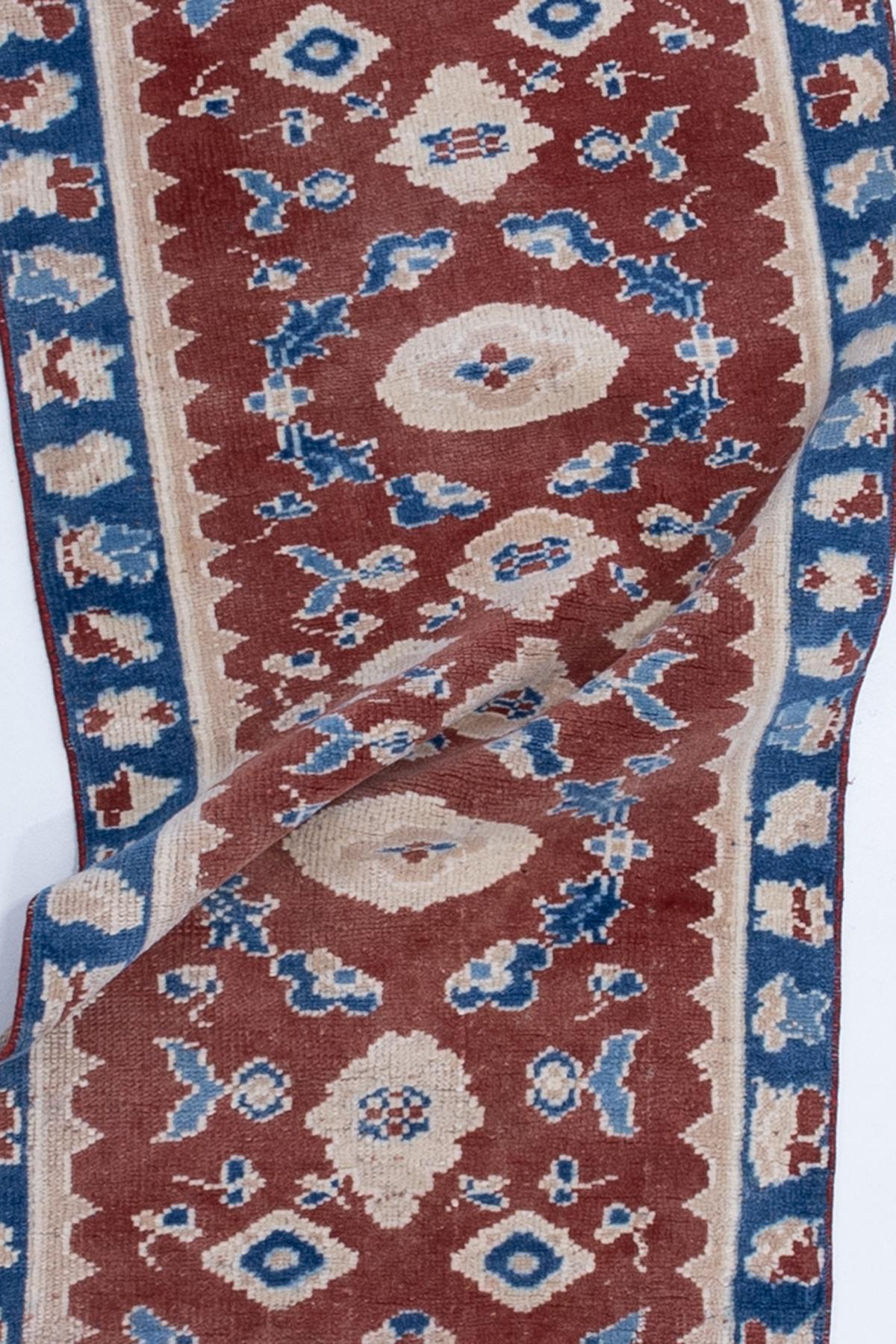 Hand-Woven  Vintage Turkish Oushak Runner Rug For Sale