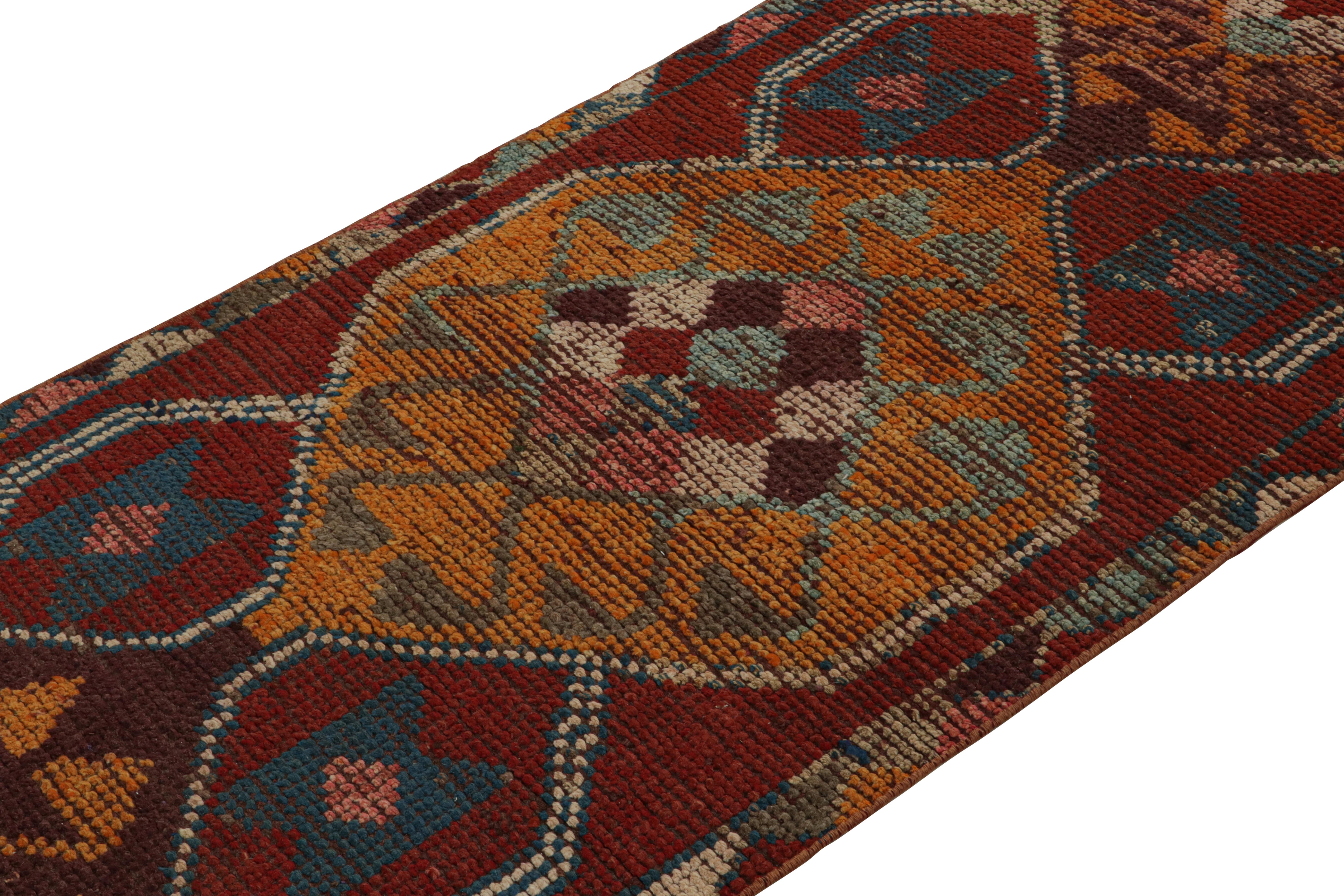 Hand-Knotted Vintage Turkish Oushak Runner Rug, with Central Medallion, from Rug & Kilim For Sale