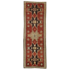 Vintage Turkish Oushak Runner, Tribal Style Hallway Runner