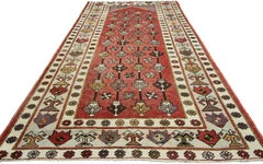 Vintage Turkish Oushak Runner, Wide Hallway Runner