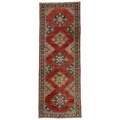 Retro Turkish Oushak Gallery Rug, Wide Hallway Runner