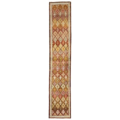Vintage Turkish Oushak Runner with Art Deco Style and Modern Tribal Vibes