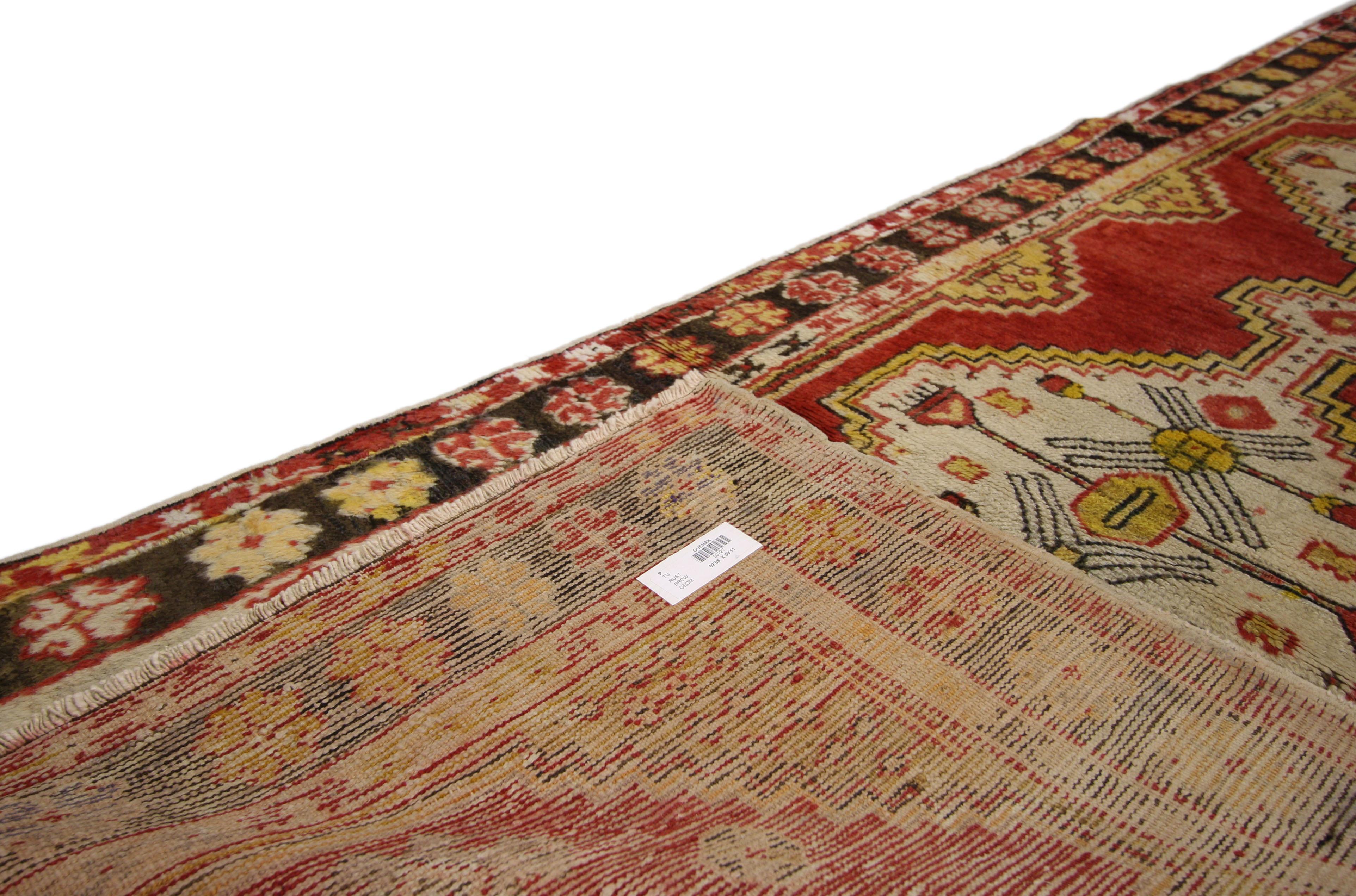 Vintage Turkish Oushak Runner with Arts & Crafts Style, Hallway Runner In Good Condition For Sale In Dallas, TX