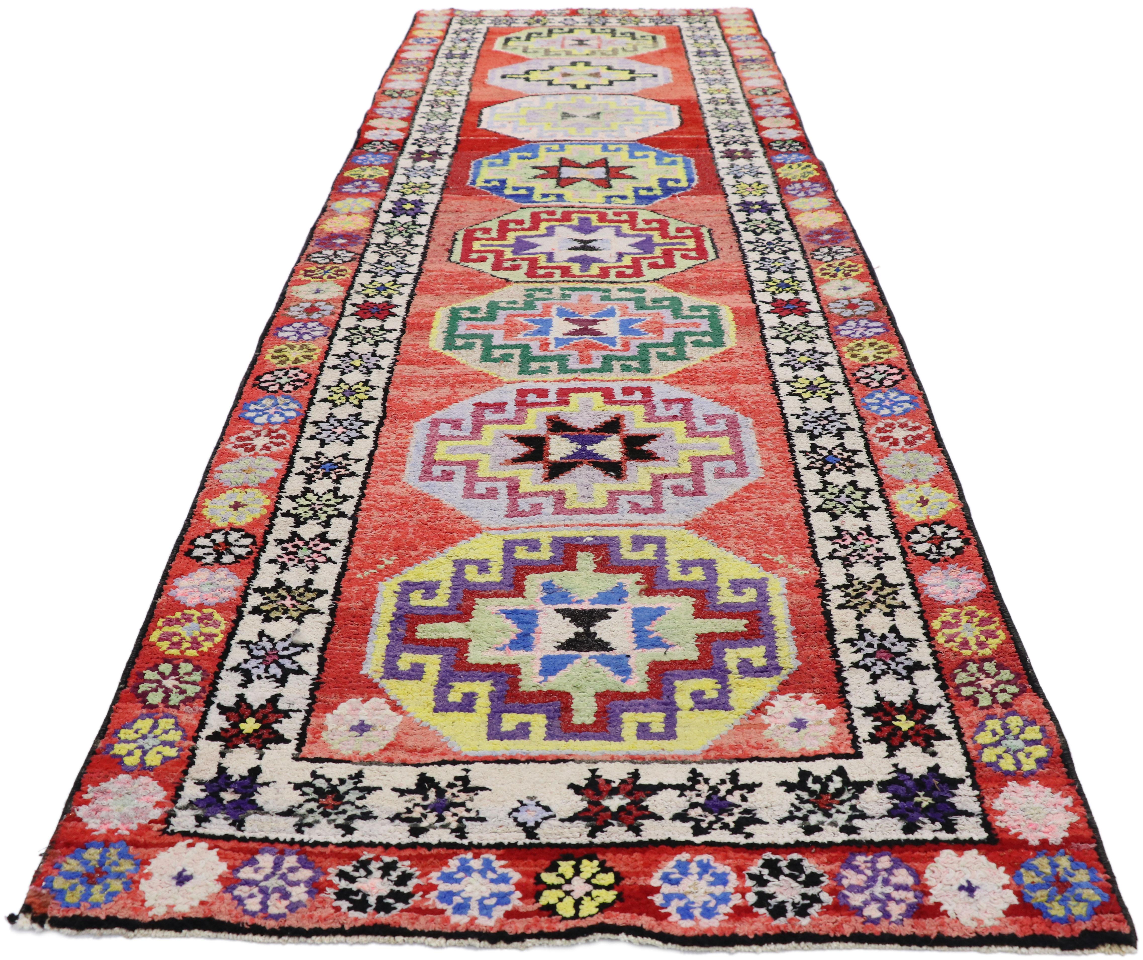 Läufer aus türkischem Oushak mit zeitgenössischem Tribal und modernem mexikanischem Stil (Türkisch) im Angebot