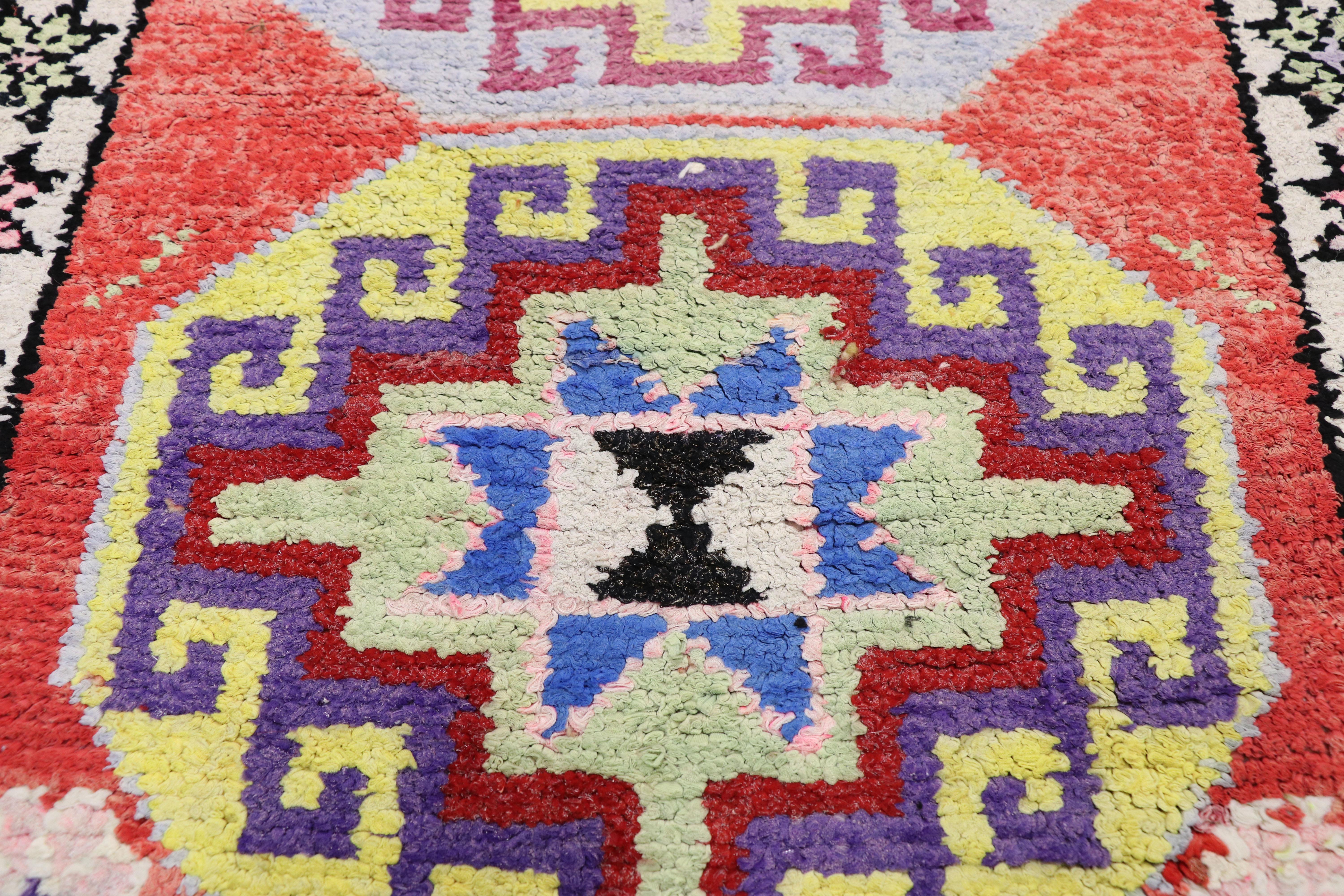 Vintage Turkish Oushak Runner with Contemporary Tribal and Modern Mexican Style In Good Condition For Sale In Dallas, TX