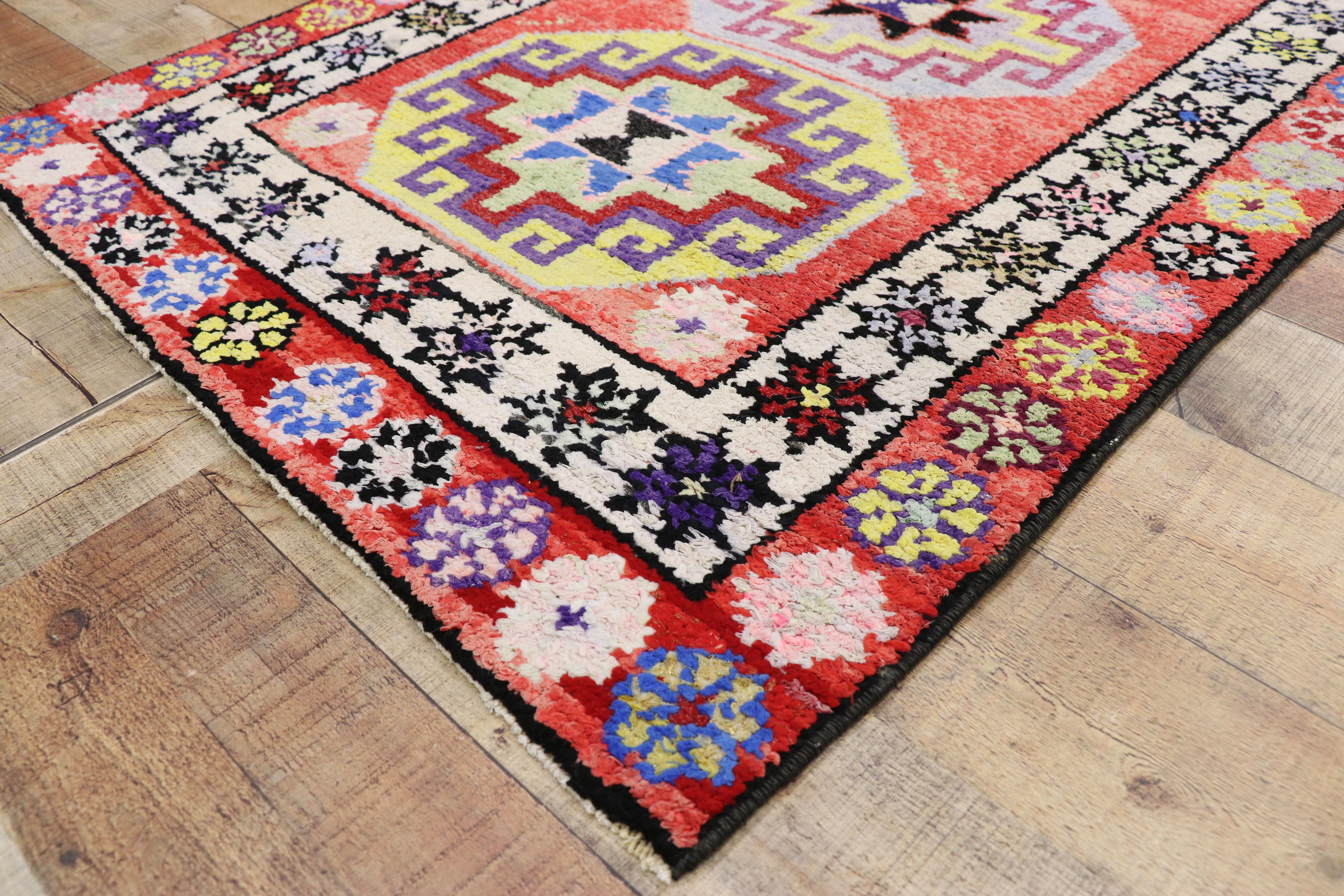 Vintage Turkish Oushak Runner with Contemporary Tribal and Modern Mexican Style For Sale 1