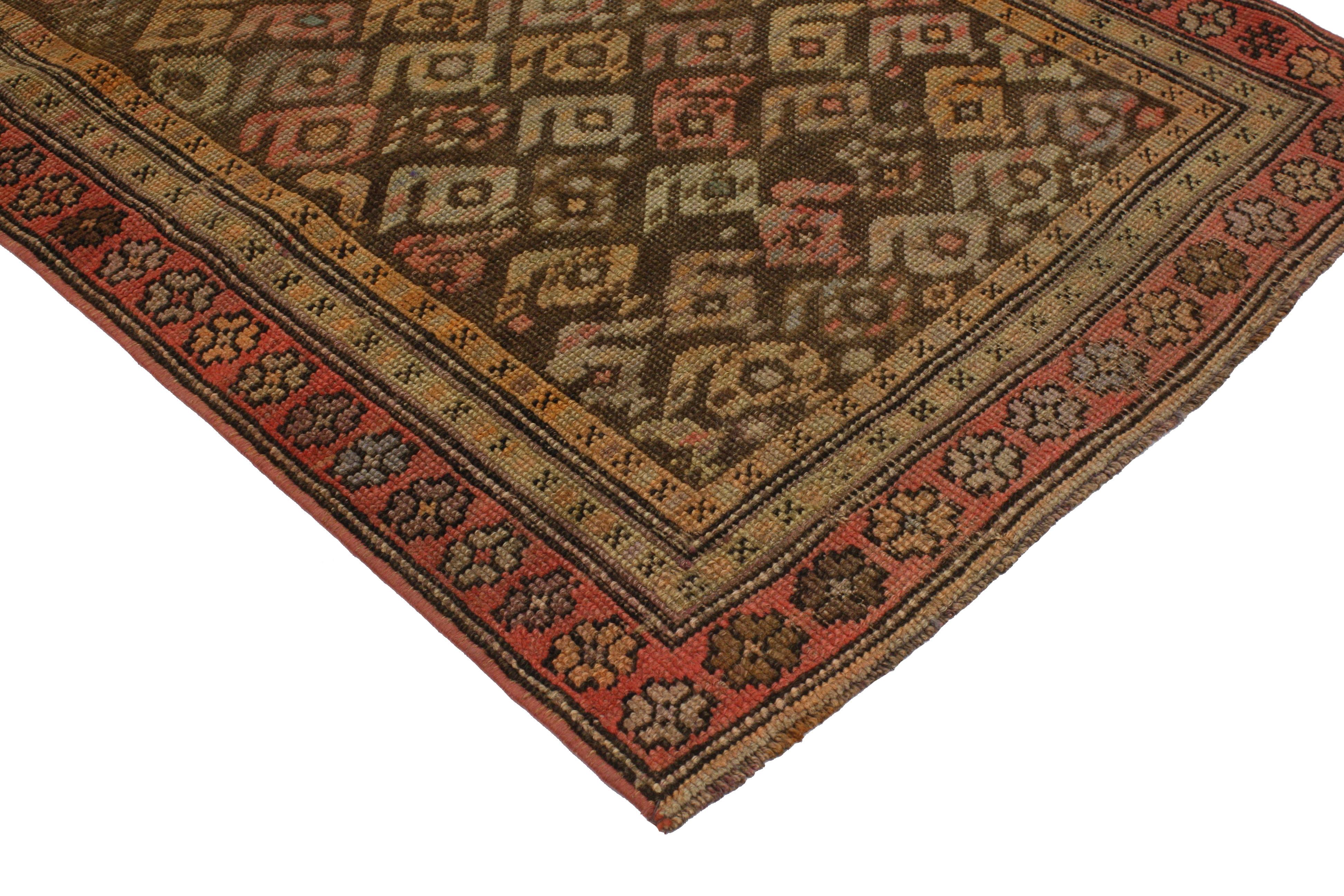 20th Century Vintage Turkish Oushak Runner with Craftsman Style, Short Hallway Runner For Sale