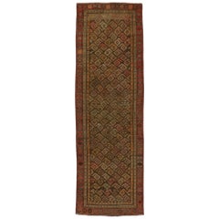 Runner turco vintage in Oushak con stile artigianale, runner corto per corridoio