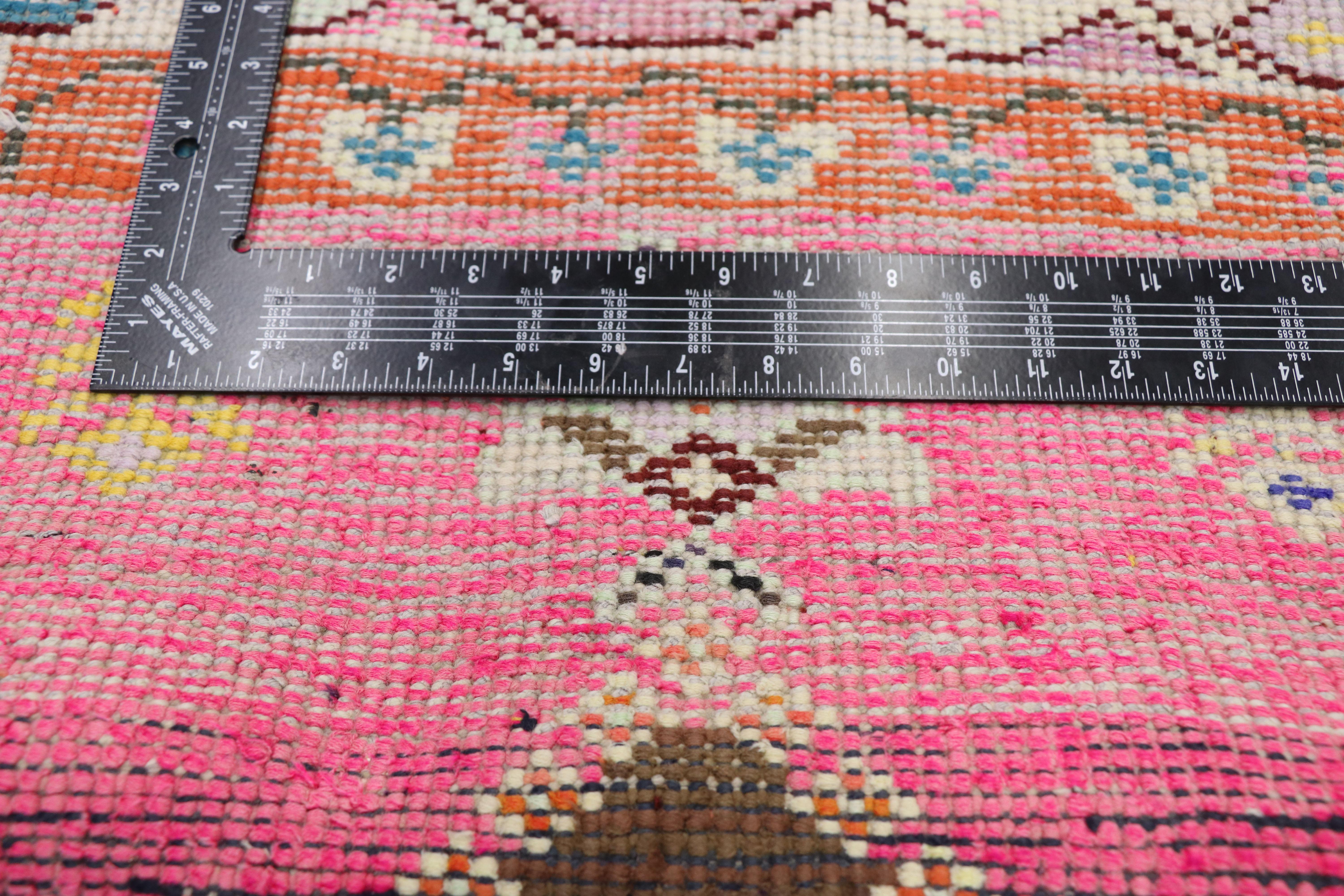 20th Century Vintage Turkish Oushak Runner with Eclectic Modern Mexican Frida Kahlo Style For Sale