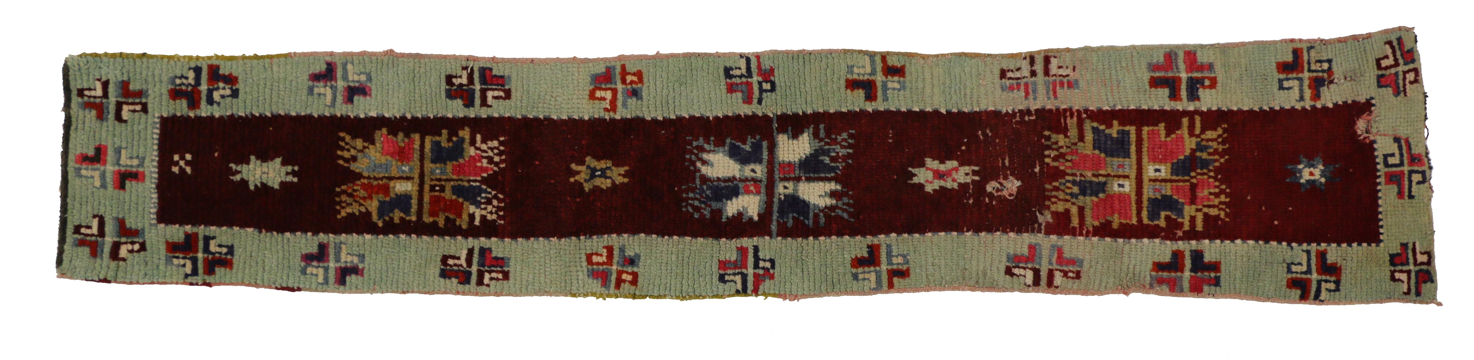 Hand-Knotted Vintage Turkish Oushak Runner with Farmhouse Style, Narrow Hallway Runner For Sale