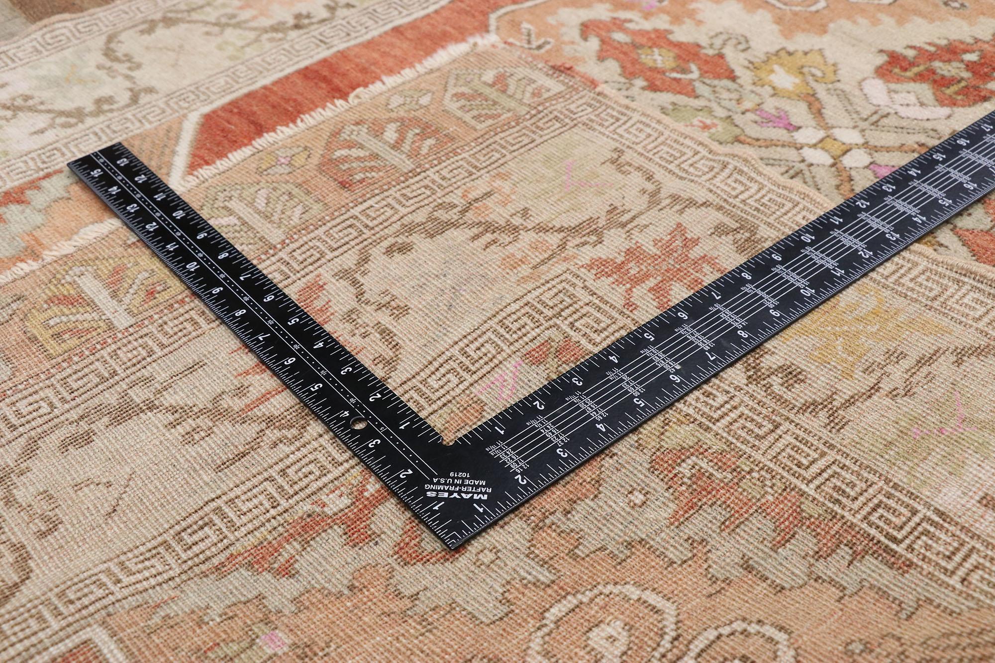 20th Century Vintage Turkish Oushak Runner with Feminine Rustic Arts & Crafts Style For Sale