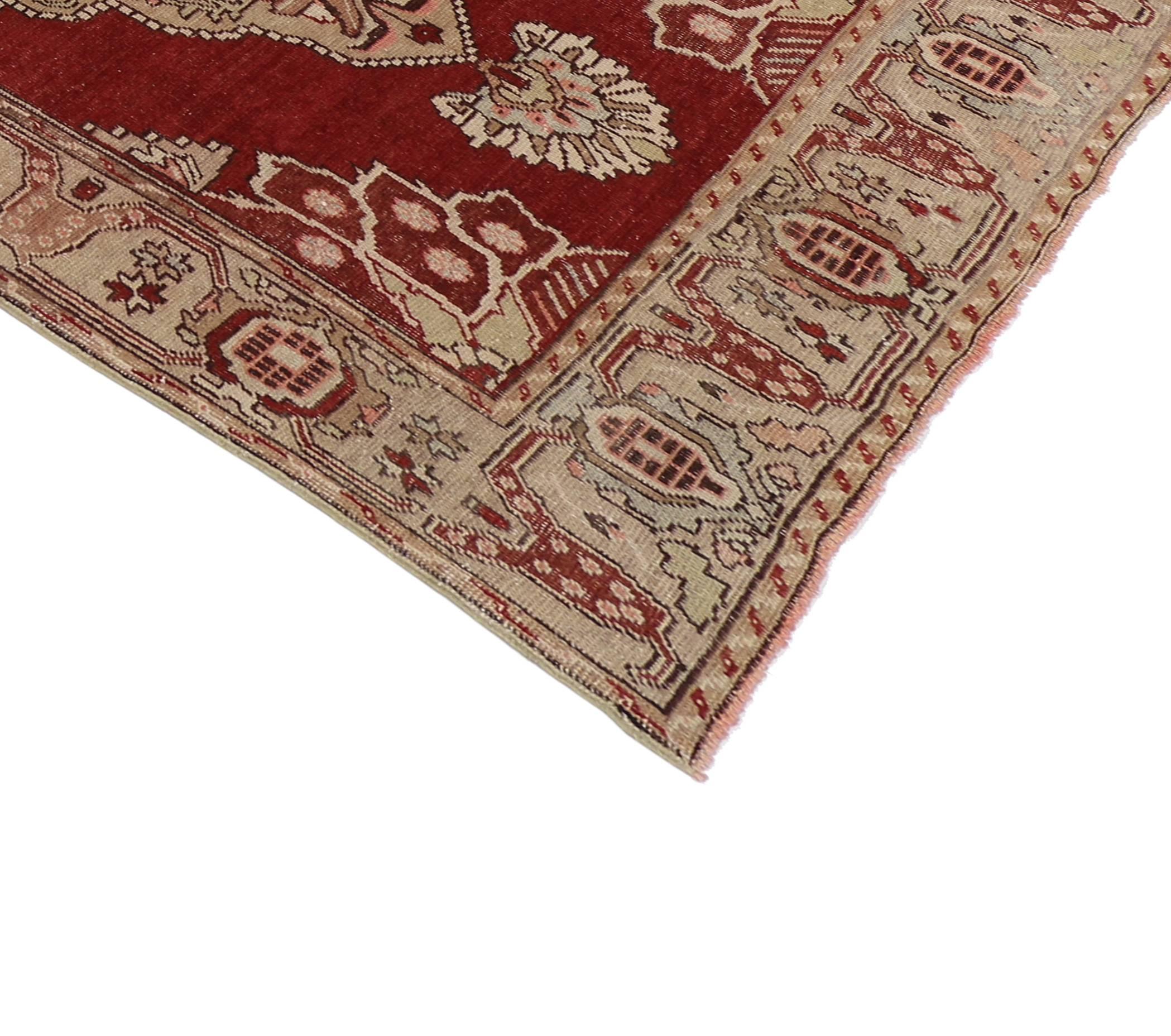 Wool Vintage Turkish Oushak Runner with French Country Style, Hallway Runner For Sale