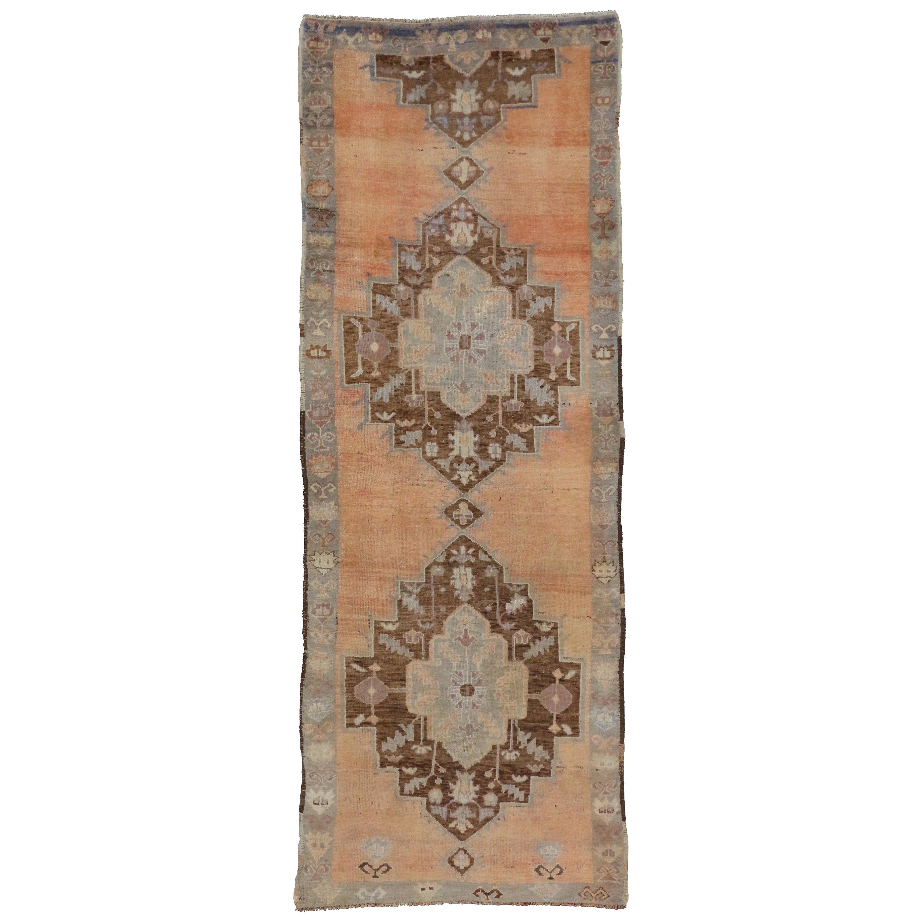 Vintage Turkish Oushak Runner with Rustic French Provincial Style