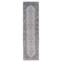 Vintage Turkish Oushak Runner with Geometric Medallions 2'6" x 10'.