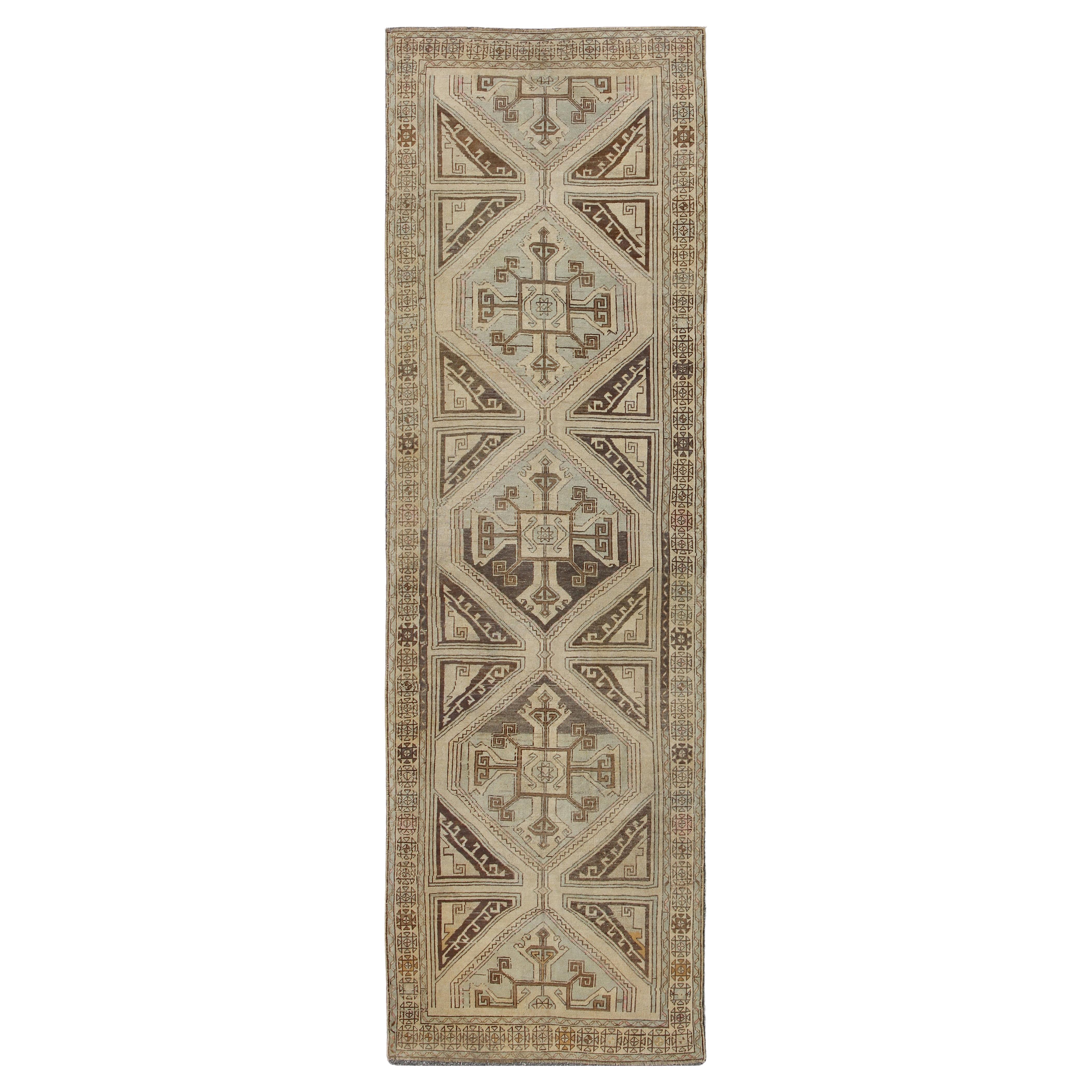 Vintage Turkish Oushak Runner with Geometric Medallions in Beige 3
11 x 13
2 For Sale