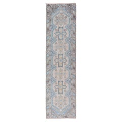 Vintage Turkish Oushak Runner with Geometric Patterns 2'7" x 10'3"