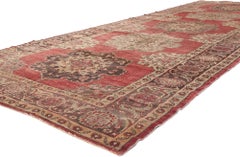 Vintage Turkish Oushak Rug, Timeless Allure Meets Rustic Earth-Tone Elegance