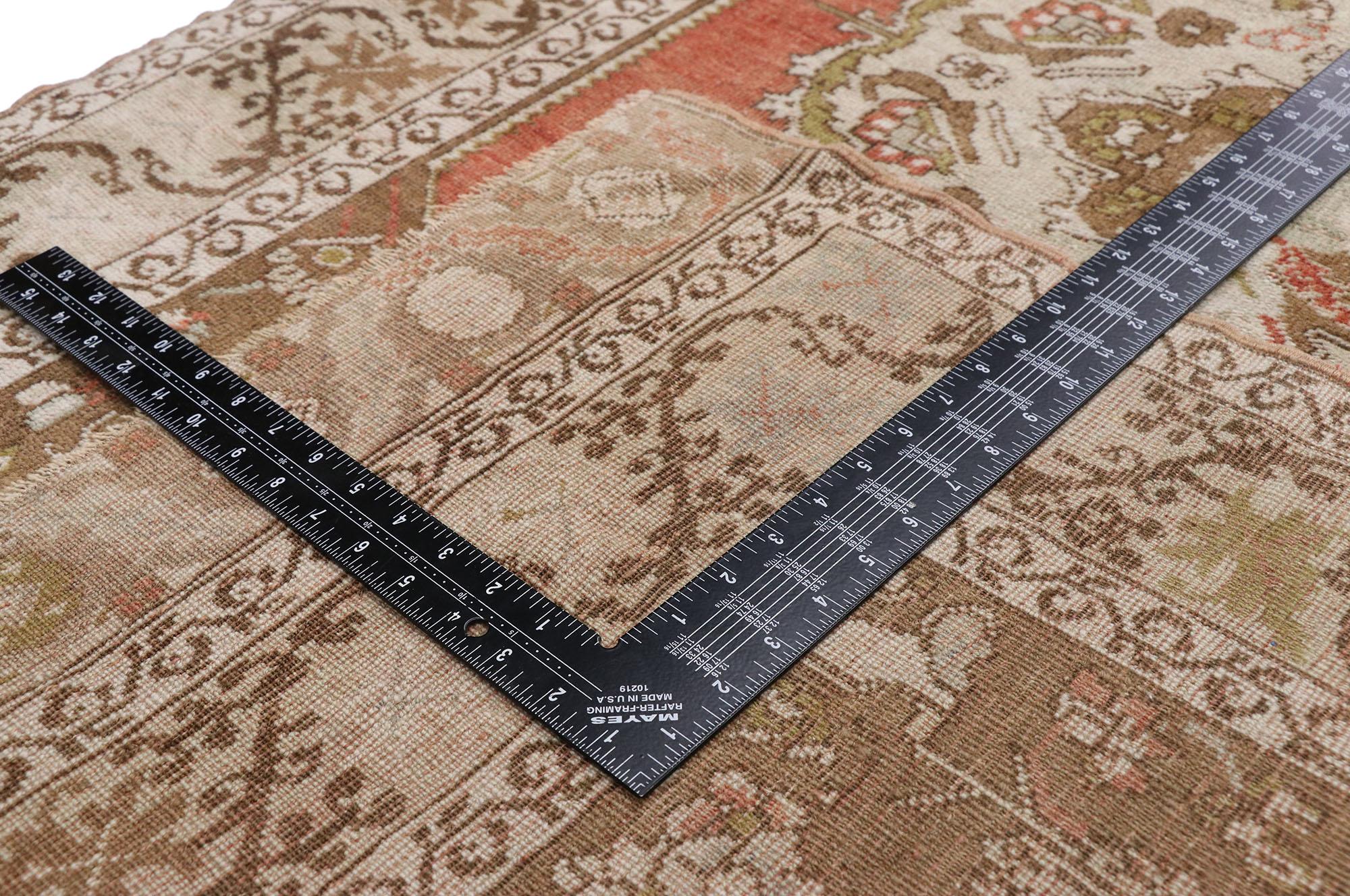 20th Century Vintage Turkish Oushak Runner with Manor House Tudor Style For Sale