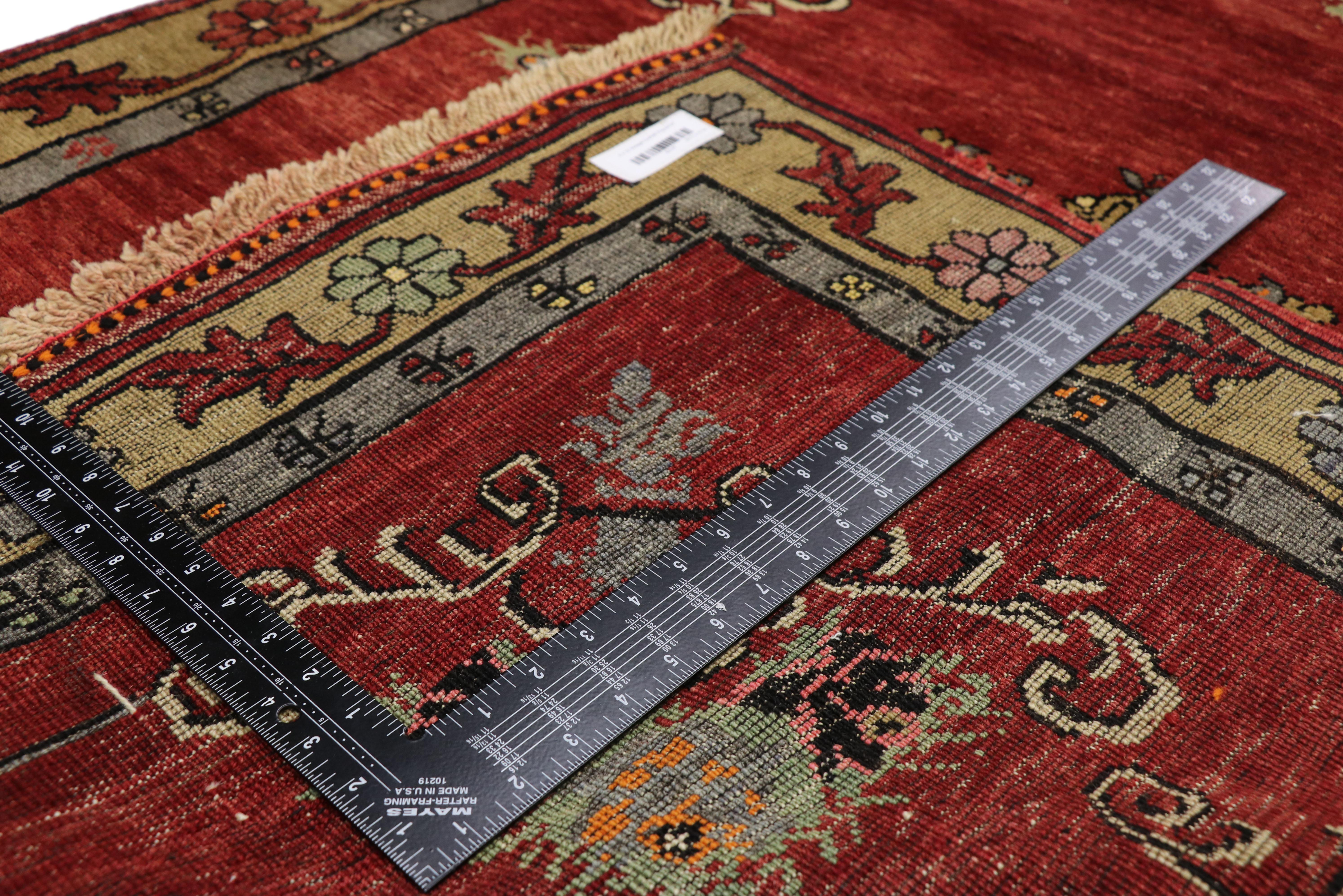 20th Century Vintage Turkish Oushak Runner with Manor House Tudor Style For Sale