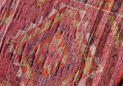 Vintage Turkish Oushak Runner With Medallions in Purple & Multi Colors 3' x12'10