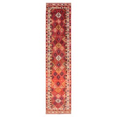 Vintage Turkish Oushak Runner With Medallions in Red & Multi Colors 2'10 x 14'